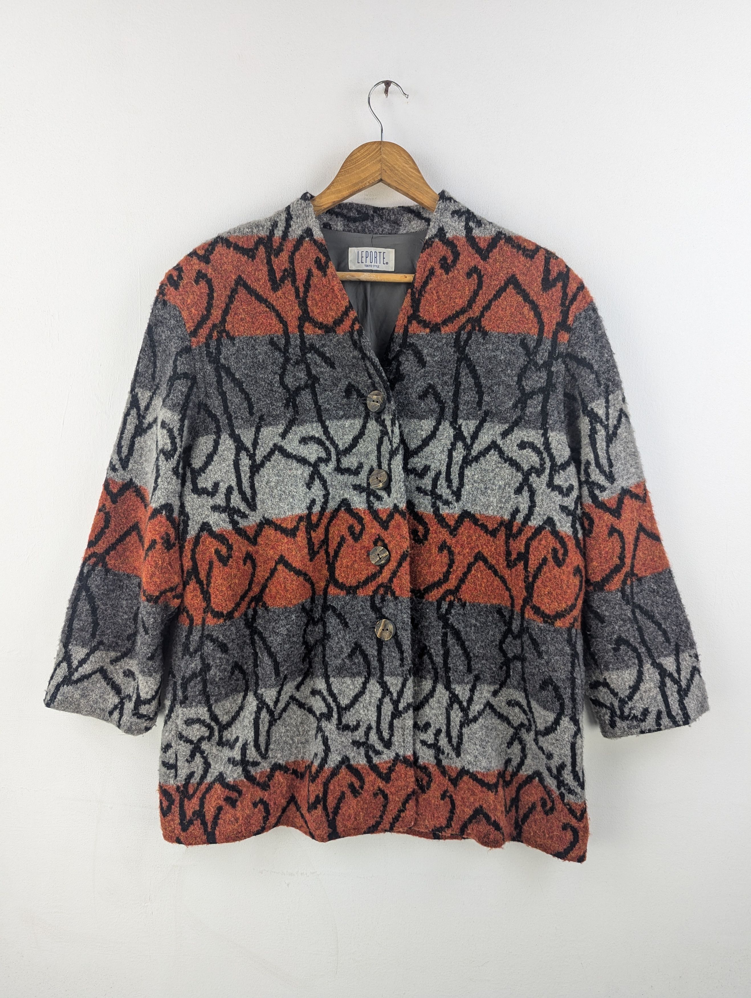Japanese Brand × Vintage Vintage Wool Cardigan Button Up by Leporte Size L / US 10 / IT 46 - 1 Thumbnail
