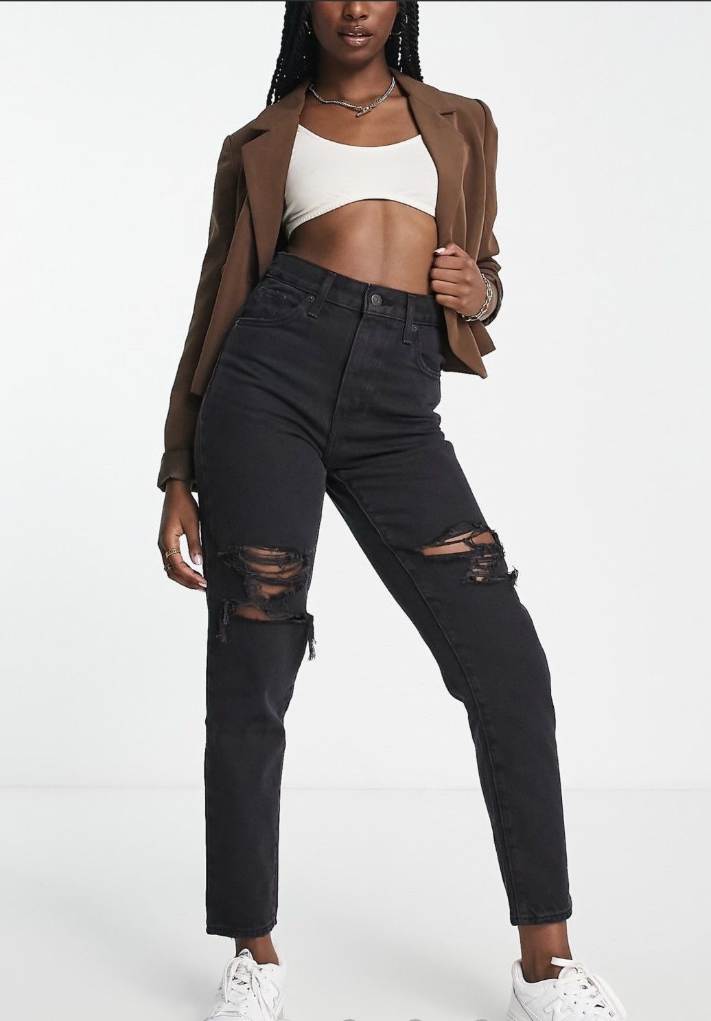 Levi's high waisted distressed mom jean