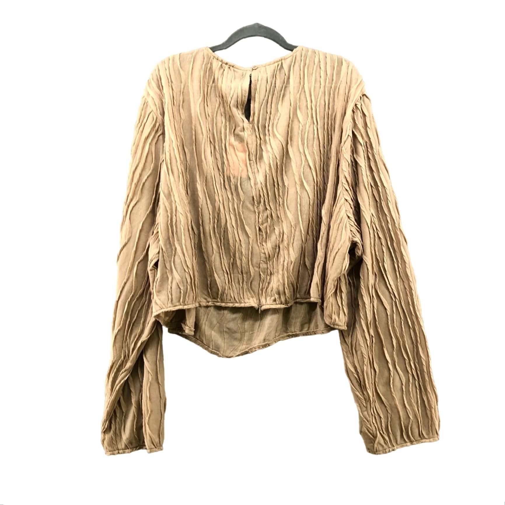 PrettyLittleThing NWT Pretty Little Thing Long Sleeve Knit Blouse Womens Plus Size 26 Beige Cropped T-Shirt Bohemian Size 4XL / US 24-26 - 2 Thumbnail