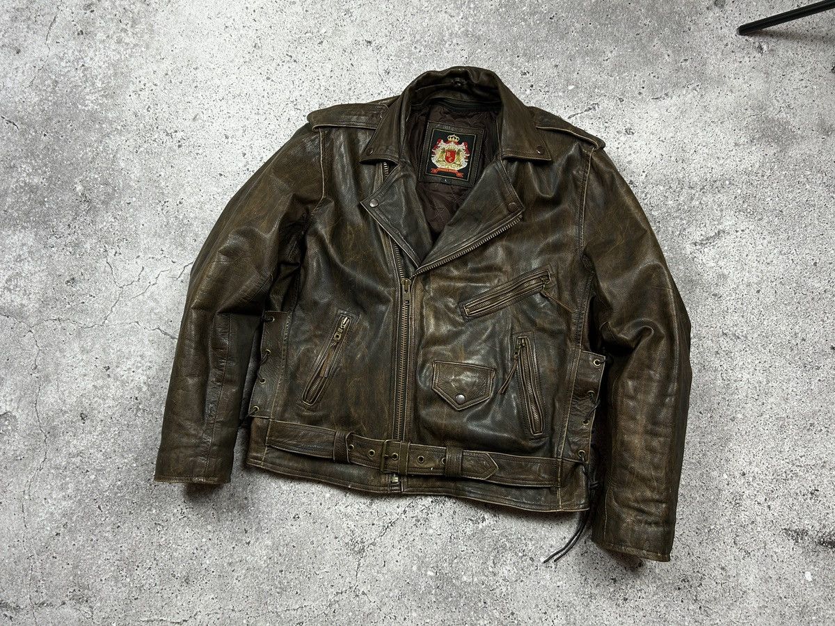 Vintage Brown Biker Leather Jacket 90s vintage Size US L / EU 52-54 / 3 - 3 Thumbnail