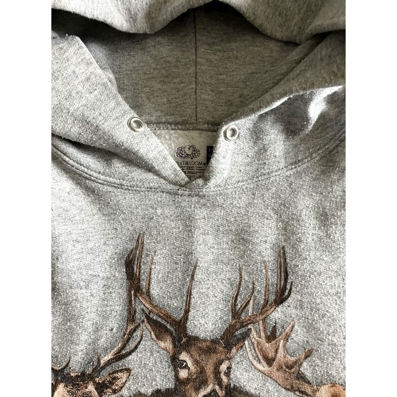 Fruit Of The Loom America's Most Wanted FOTL Hunting Hoodie Pullover Gray L Men's Hooded Pockets Fleece All Seasons Drawstring Size US L / EU 52-54 / 3 - 3 Thumbnail
