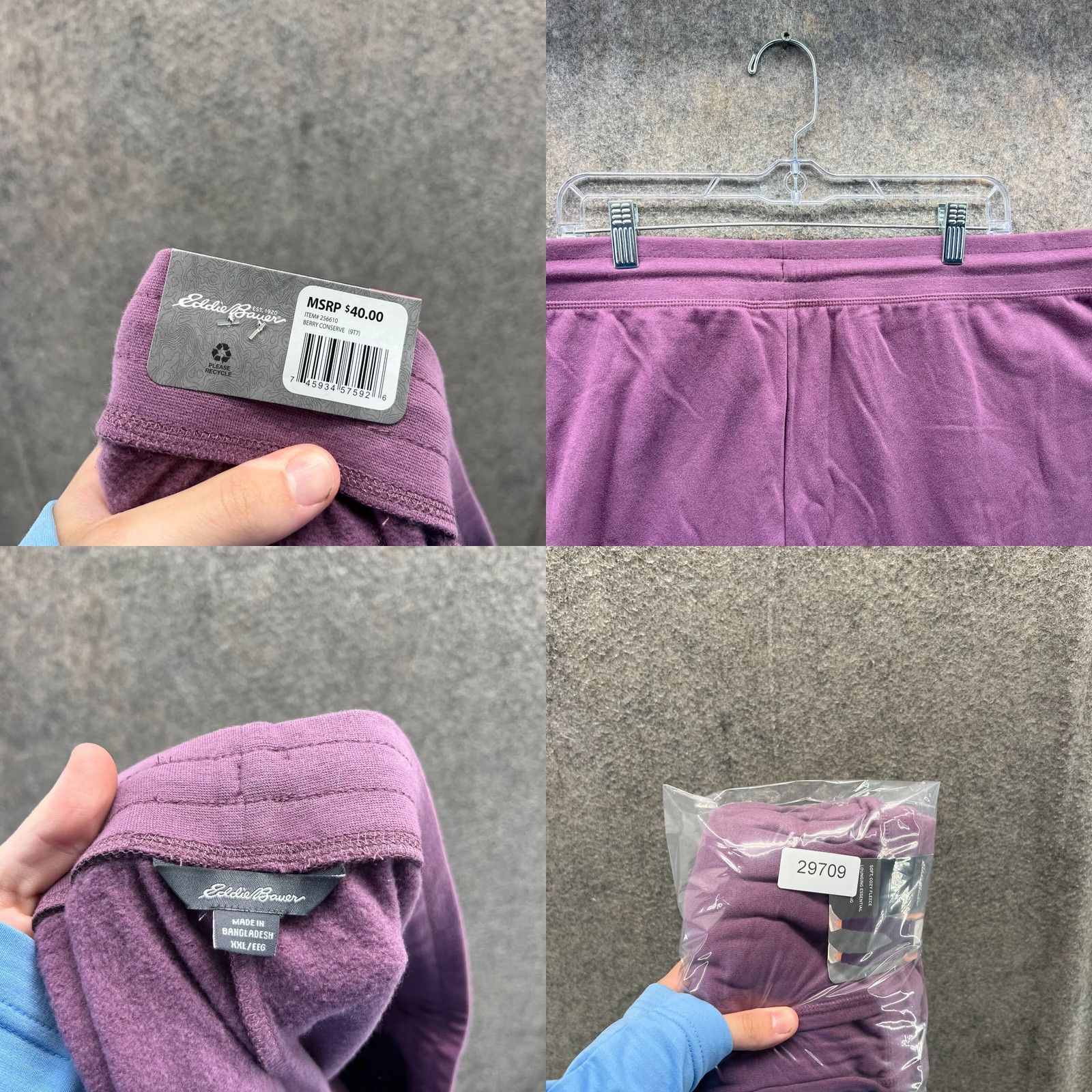 Eddie Bauer Eddie Bauer Jogger Womens XXL Purple Fleece Berry Conserve Cozy Soft Sweatpants Size 40" / US 18 - 8 Thumbnail