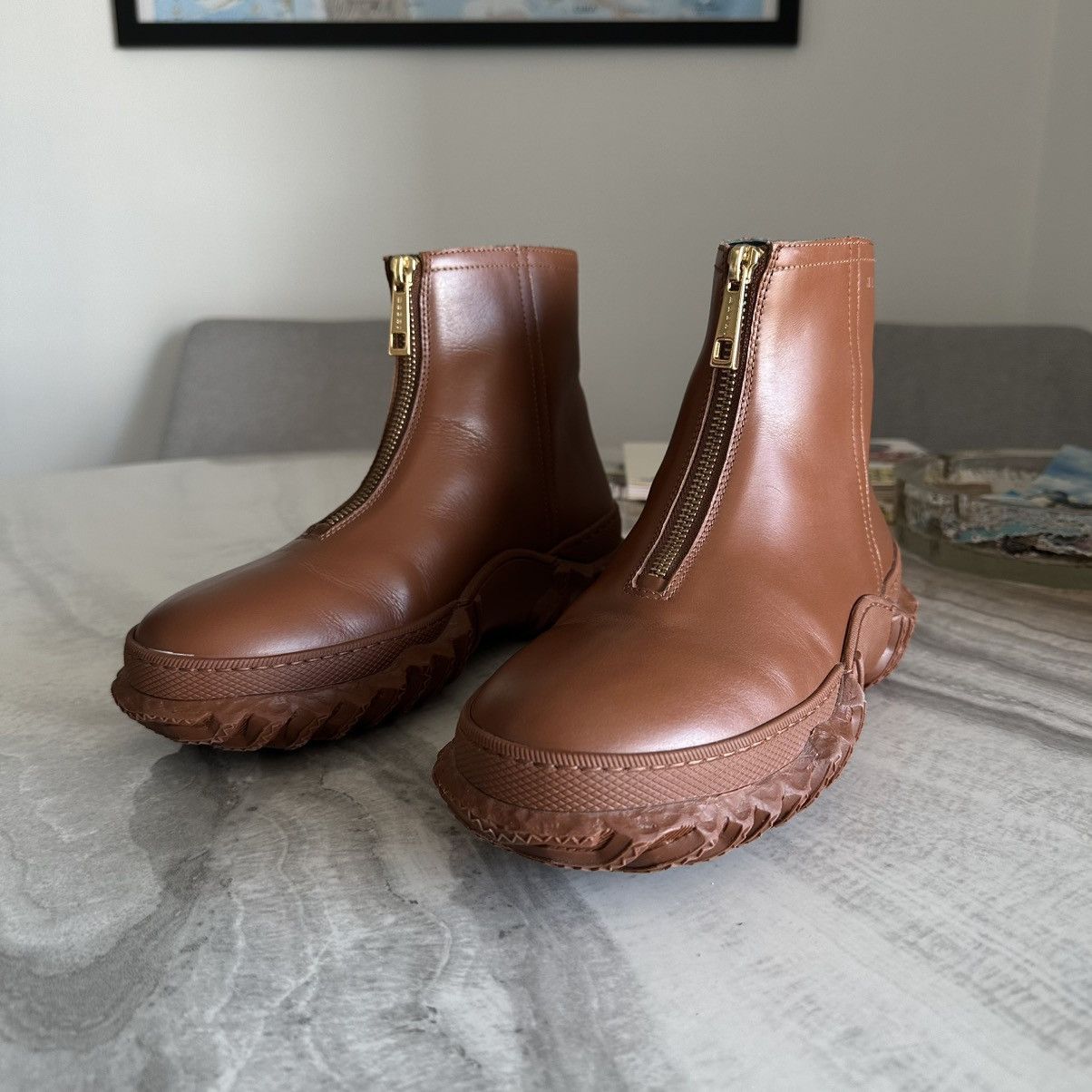 Marni MARNI Brown Leather Ankle-High Boots Size US 8 / IT 38 - 3 Thumbnail