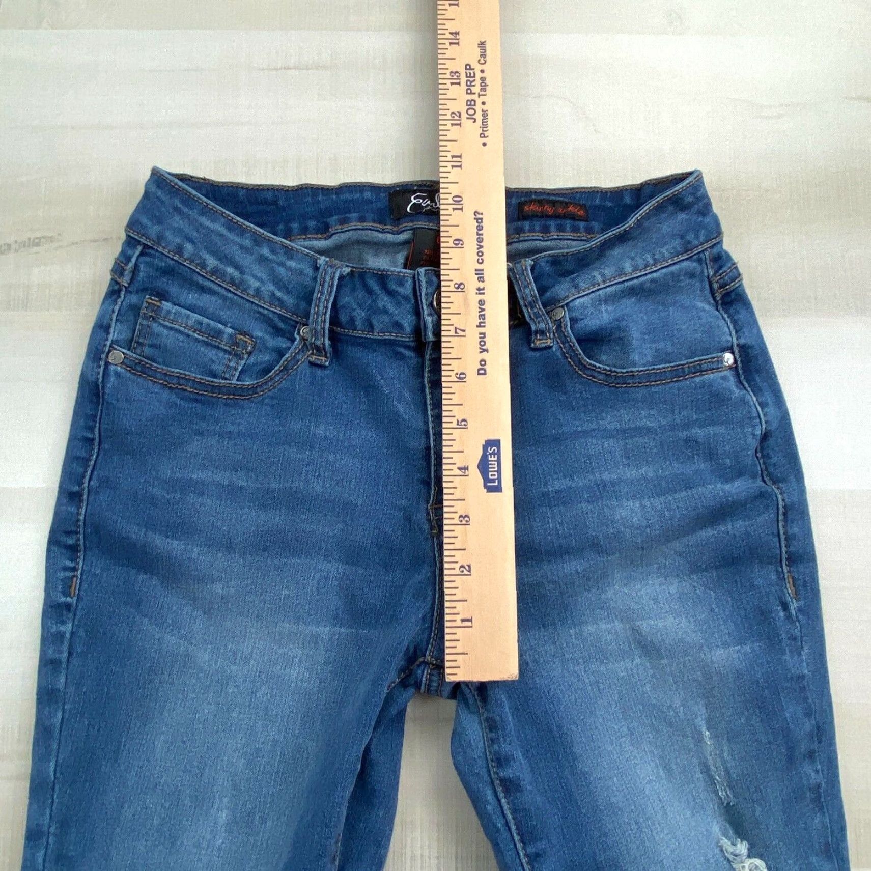 Vintage Earl Jean Womens Skinny Jeans Medium Wash Cropped Distressed Denim Size 28" / US 6 / IT 42 - 6 Thumbnail
