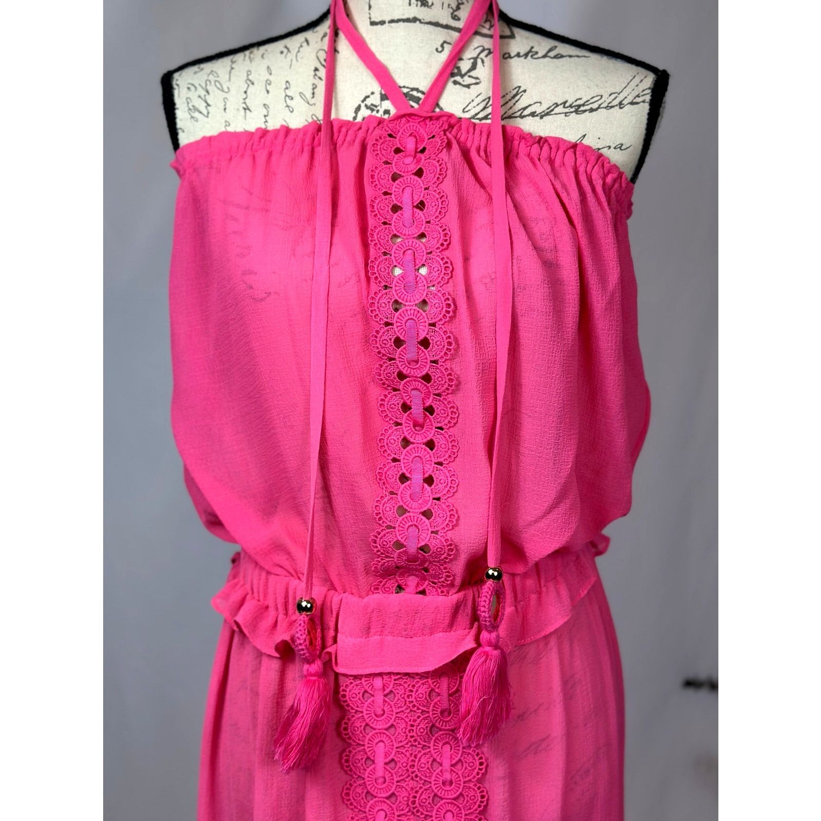 Ramy Brook Ramy Brook Priscilla Sleeveless Halter Tassels Dress Pink L Size L / US 10 / IT 46 - 5 Thumbnail