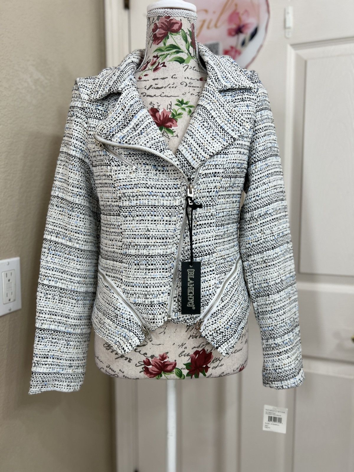BLANKNYC Blank NYC tweed biker jacket black and white Size XS / US 0-2 / IT 36-38 - 1 Thumbnail