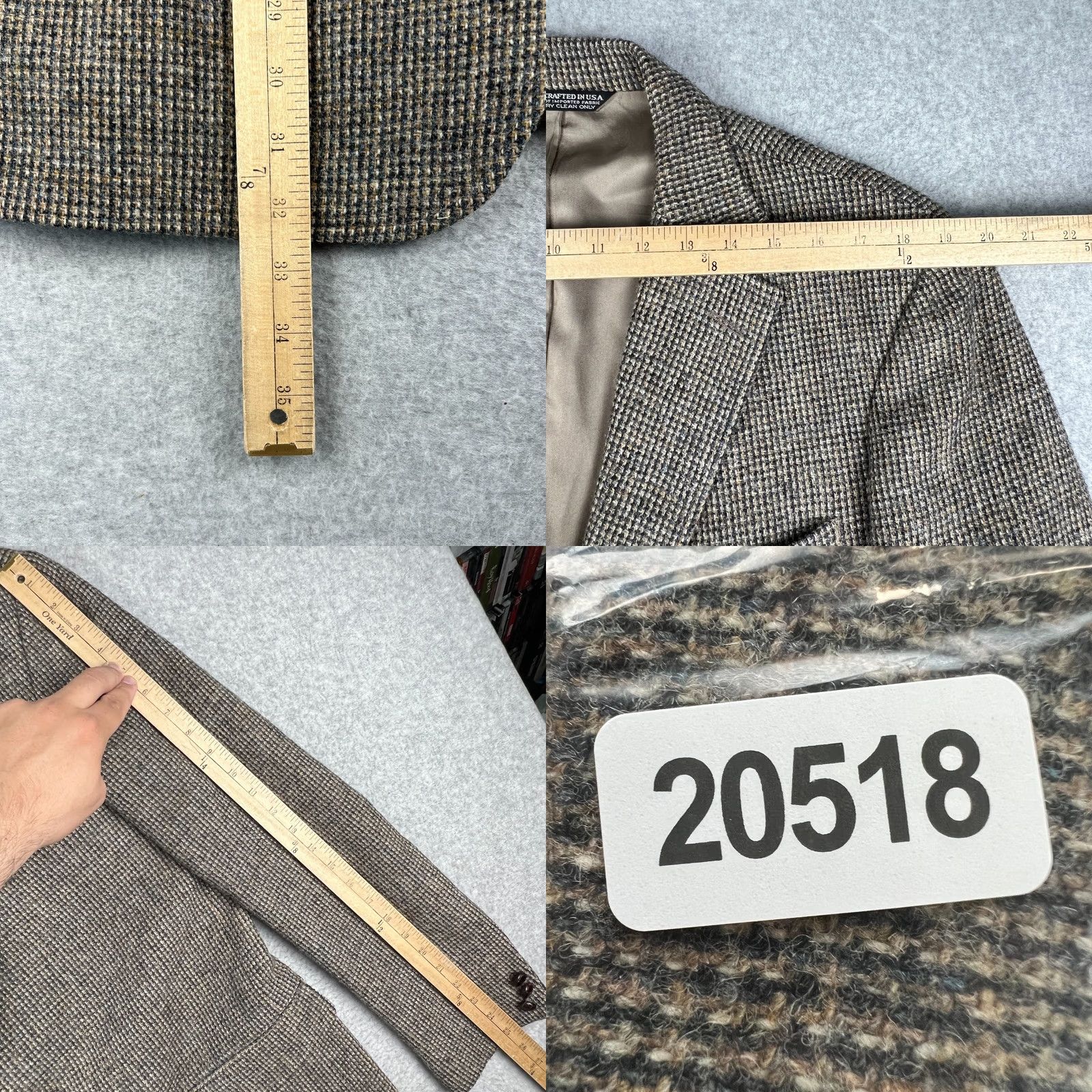 Orvis VINTAGE Orvis Harris Tweed Wool Sport Coat Blazer 42L Beige Preppy Mens Size 42R - 8 Thumbnail
