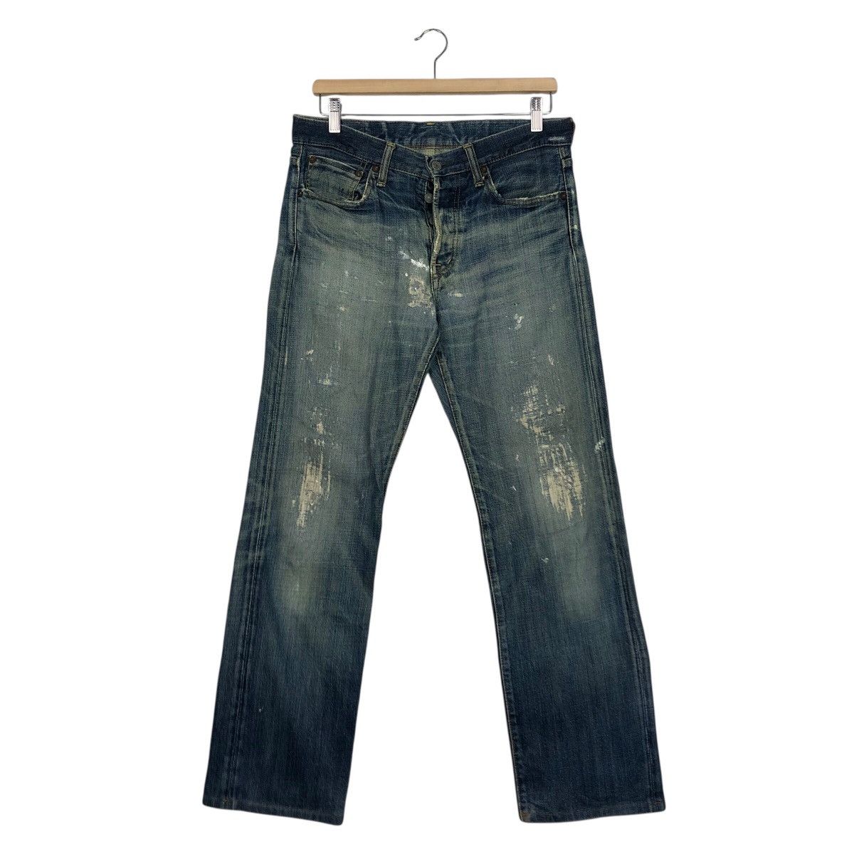 OMNIGOD Omnigod Japanese Selvedge Distressed Faded Indigo Denim Rare Size US 32 / EU 48 - 2 Thumbnail