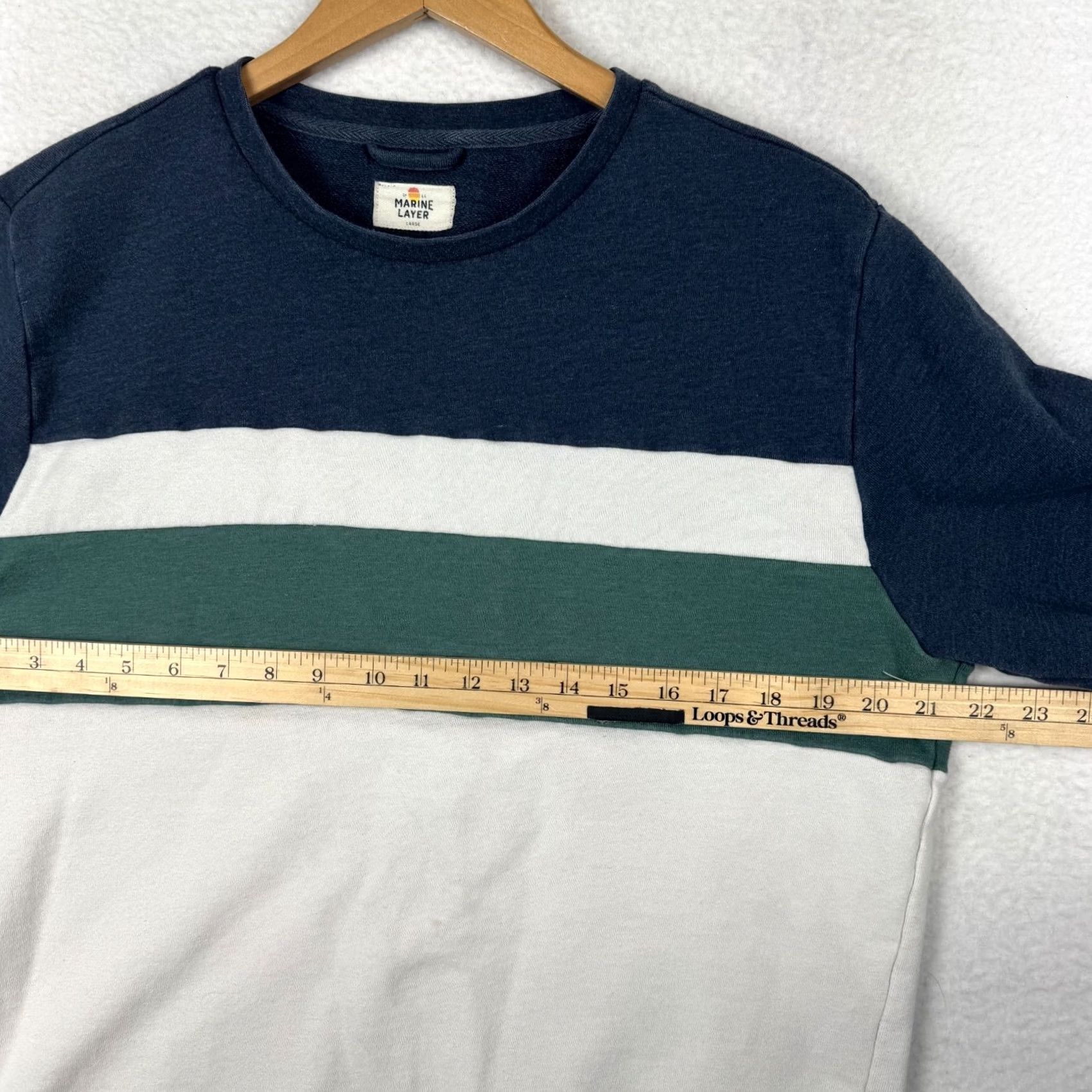 Marine Layer Marine Layer Mens Large Striped Long Sleeve Pullover Crew Neck Sweatshirt Size US L / EU 52-54 / 3 - 7 Thumbnail