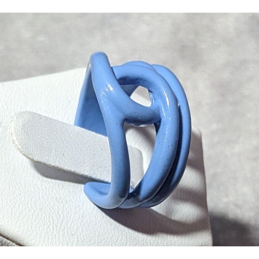 Other Abstract Metal Blue Enamel Coated Fashion Ring Size 8 Size ONE SIZE - 8 Thumbnail