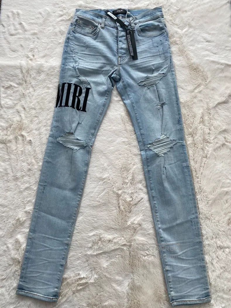 Amiri Amiri Size 32 Washed blue and black characters destroy logo Size US 32 / EU 48 - 1 Thumbnail