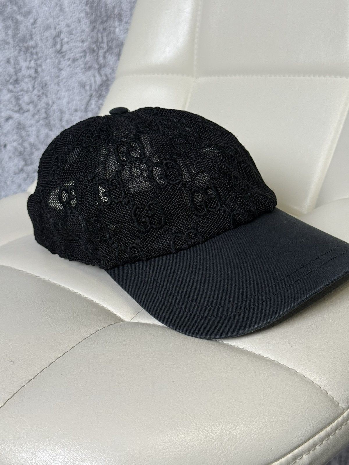 Gucci Gucci GG Monogram Mesh Baseball Cap Hat Black Adjustable Size ONE SIZE - 7 Thumbnail