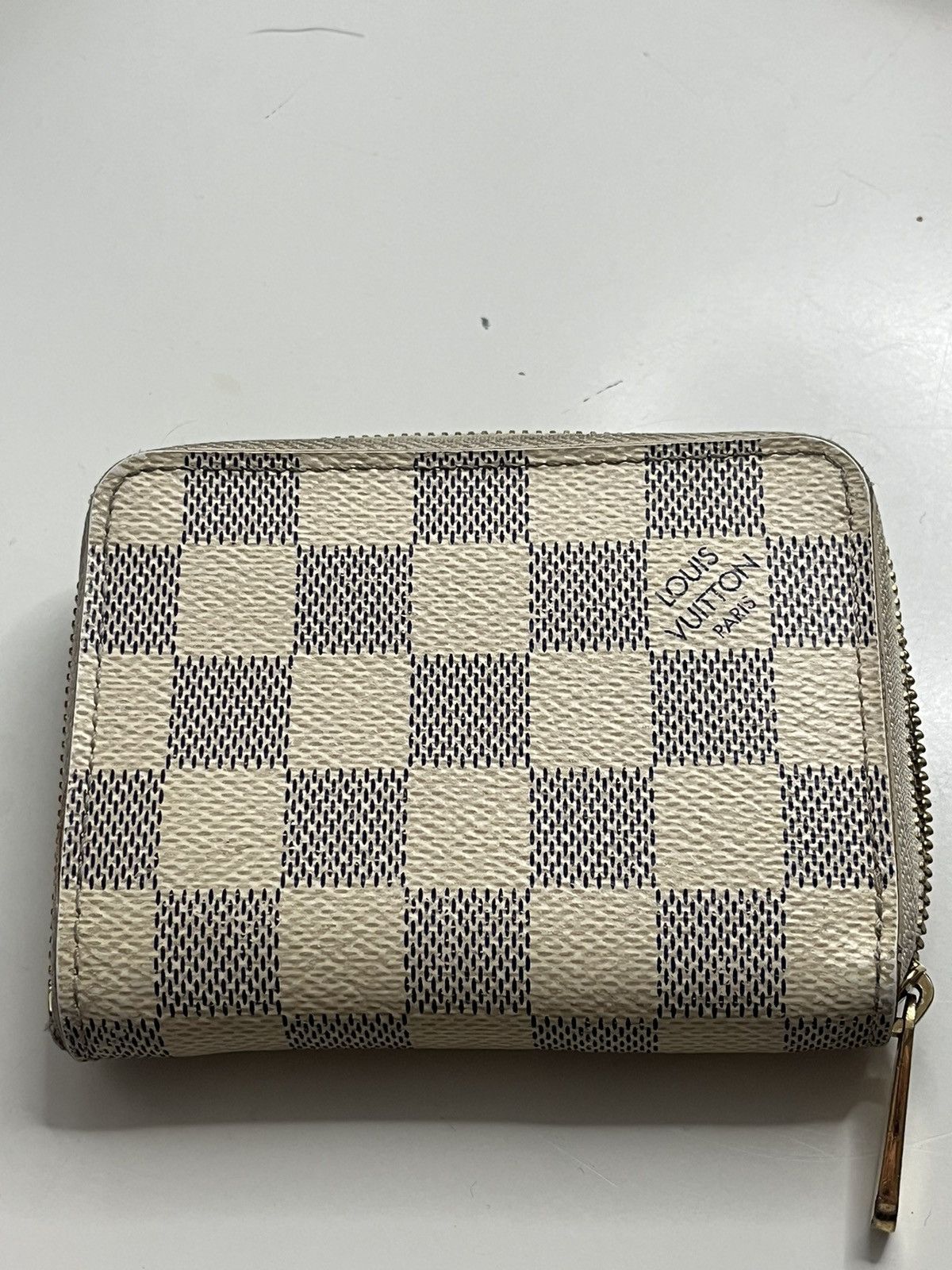 image of Louis Vuitton 2013 Damier Azur Pattern Zippy Coin Purse in White, Women's