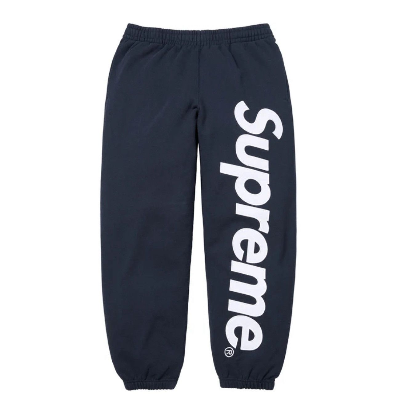 Supreme SUPREME Satin Appliqué Sweatpants NAVY Size L (IN HAND) Size US 34 / EU 50 - 1 Thumbnail