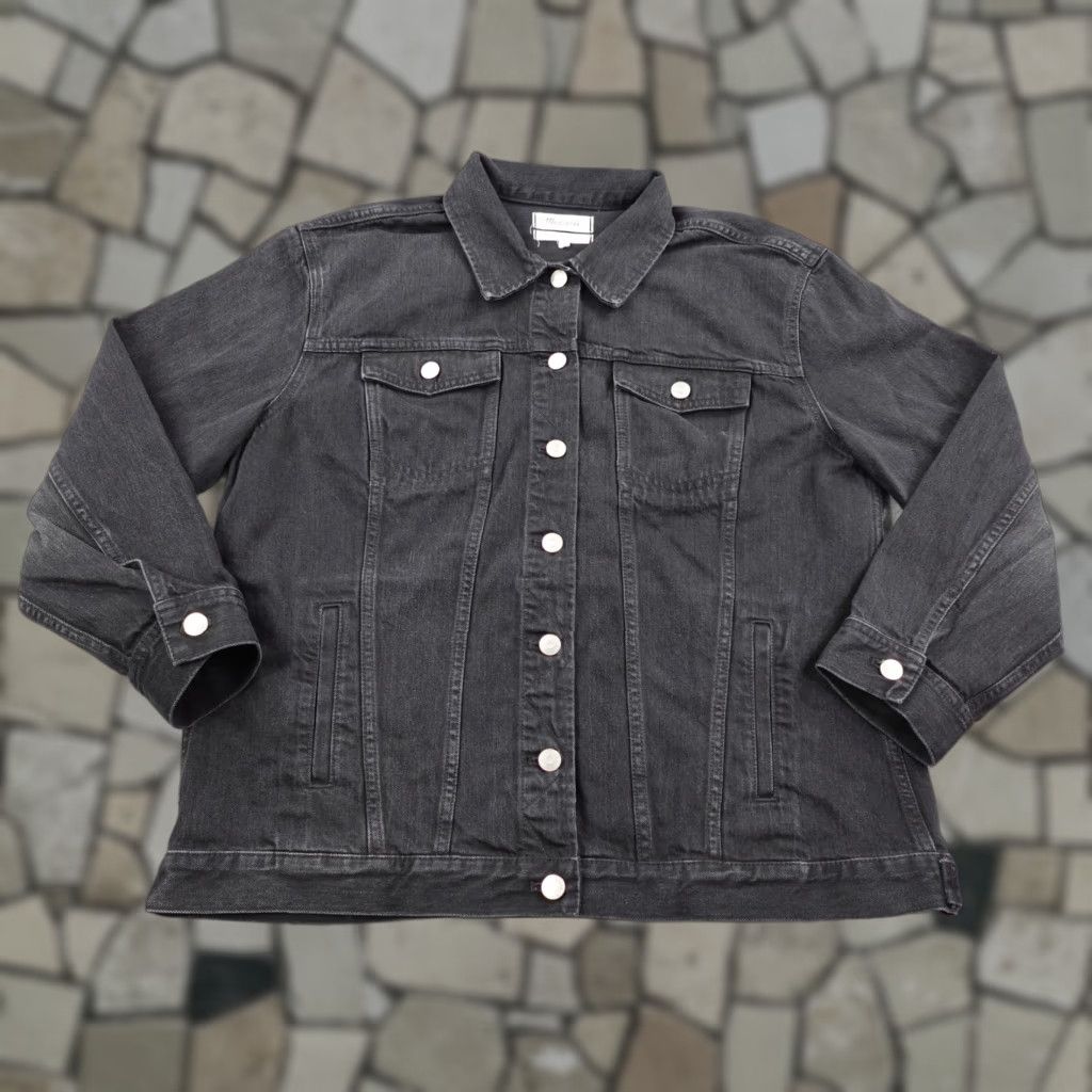 Madewell Madewell Jacket Women XL Black Oversized Denim Jean Trucker Coat Lunar Wash Coat Size 40" / US 18 - 1 Thumbnail