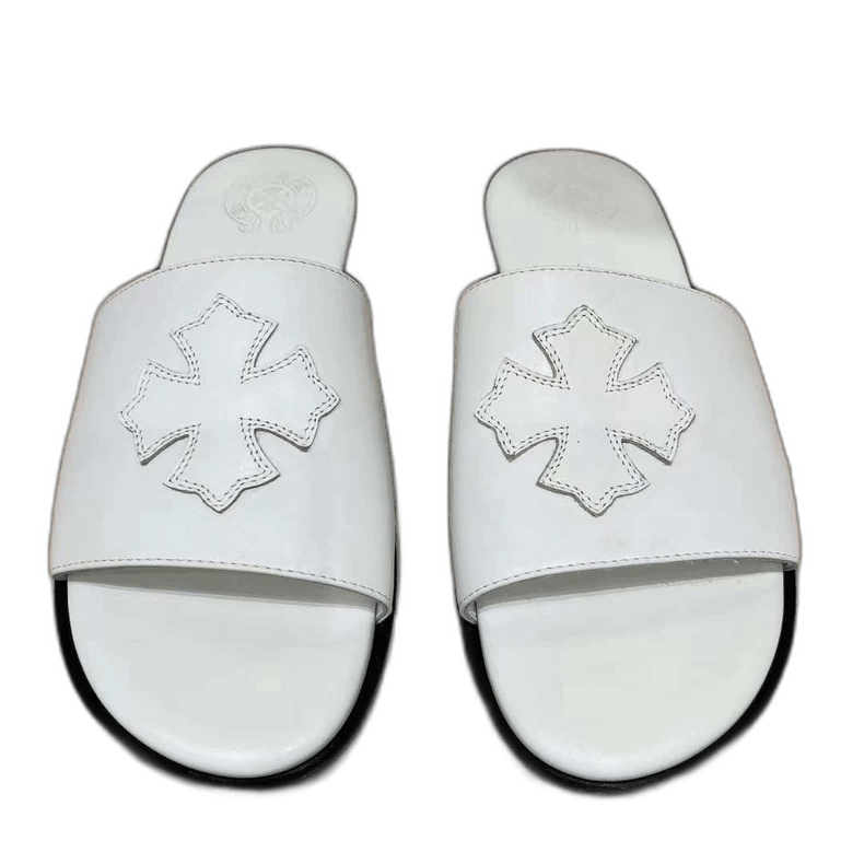 Chrome Hearts Chrome Hearts White Leather Slide Sandals-yf Size US 9 / EU 42 - 1 Thumbnail
