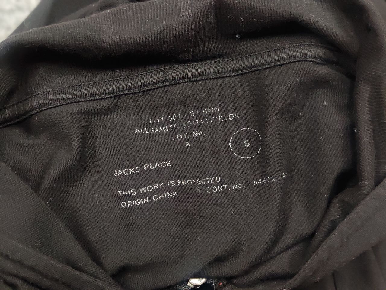 Allsaints Allsaints Spitalfields Vintage Bone L/S Zip up Black Hoodie Size US S / EU 44-46 / 1 - 13 Thumbnail