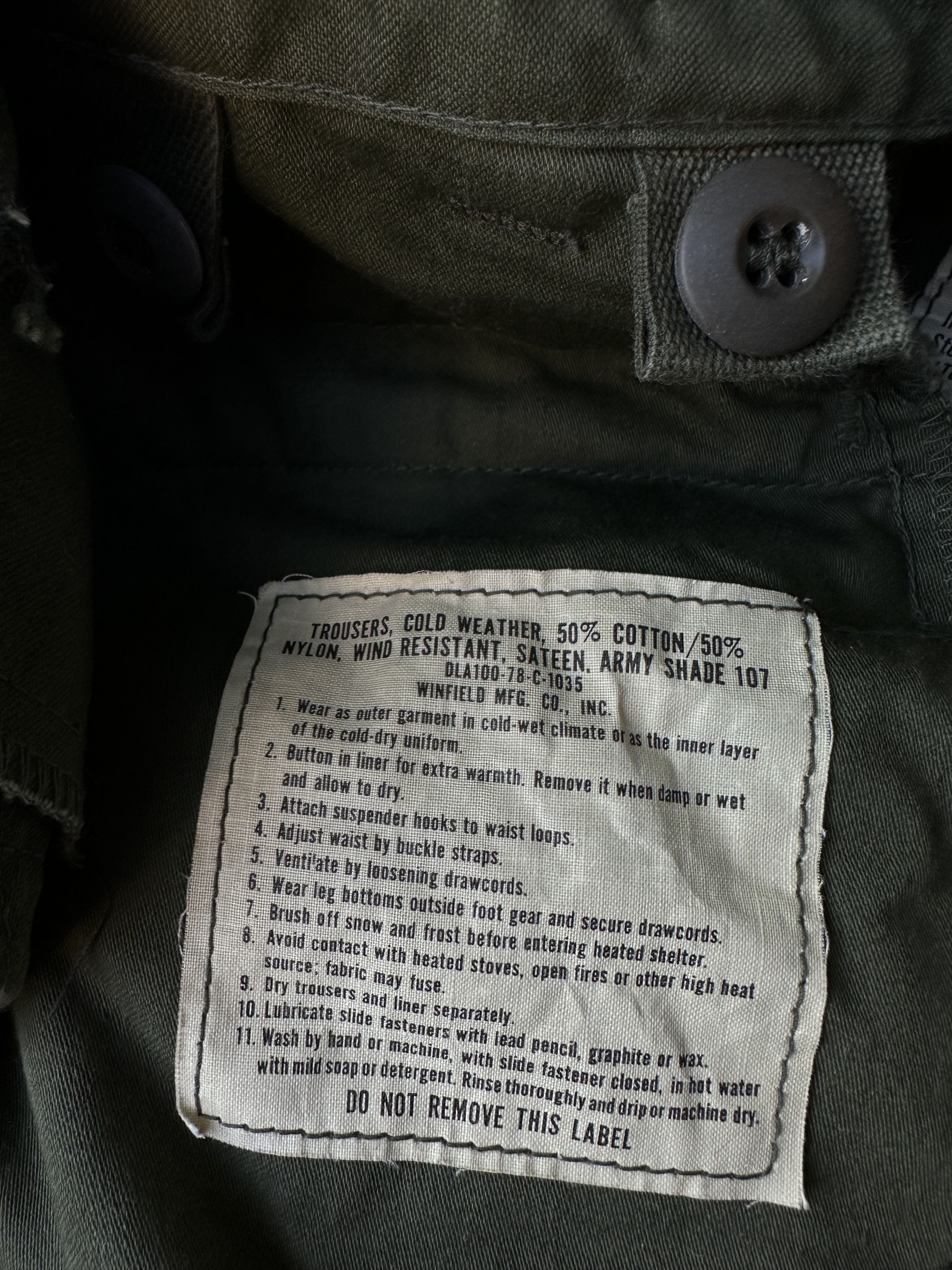 Vintage 1972 Vietnam War US Army M65 Cold Weather Trousers Size US 31 - 9 Thumbnail