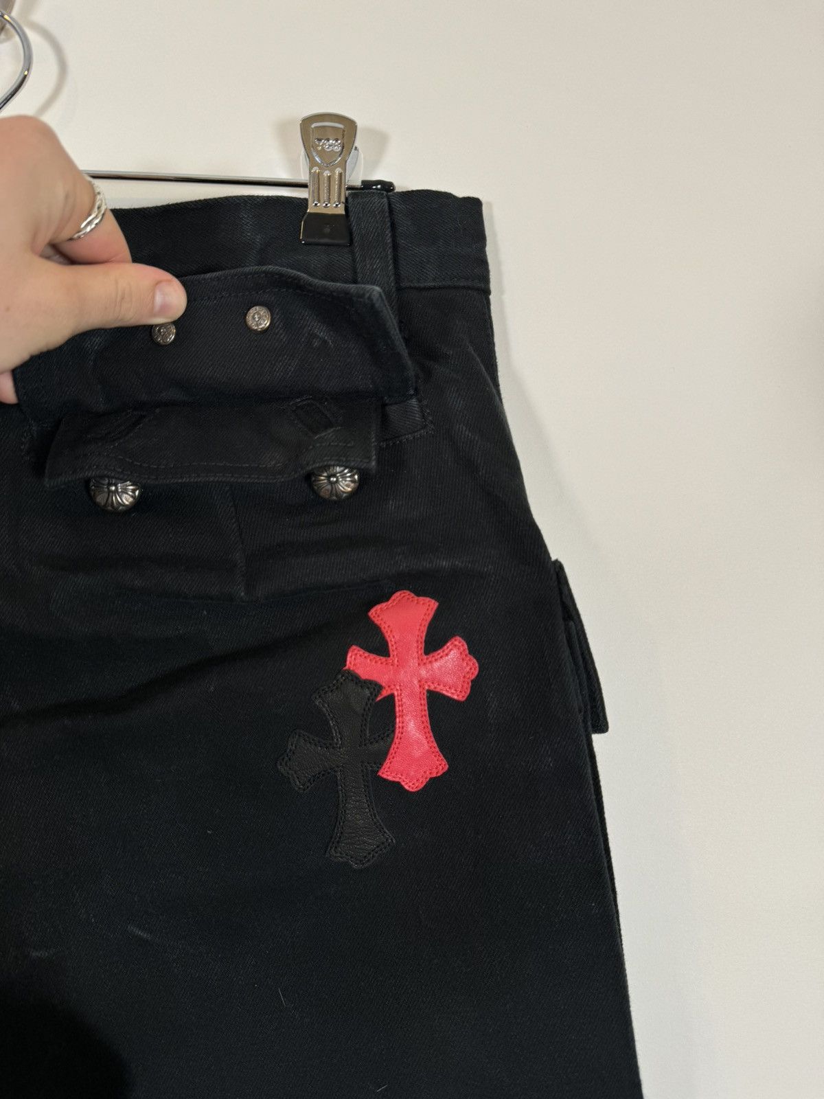 Chrome Hearts 🚭1/1 Vintage VIP Custom🚭 20 Silver Cargo Black Red Cross Size US 33 - 8 Thumbnail