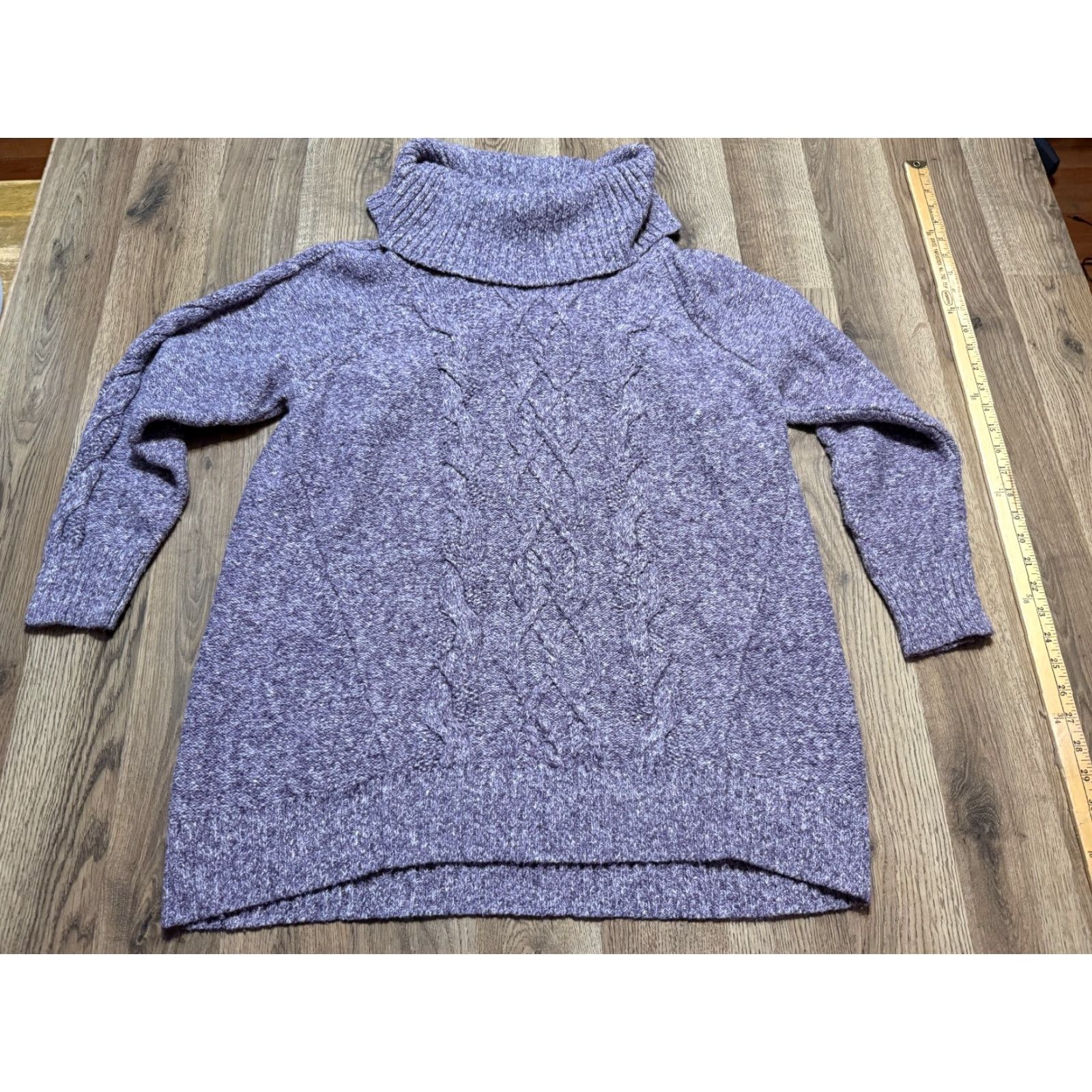 Vintage Ruff Hewn Sweater Womens Plus 2X Purple Turtleneck Pullover Cable-Knit Shirt? Size XXL / US 16-18 / IT 52-54 - 3 Thumbnail