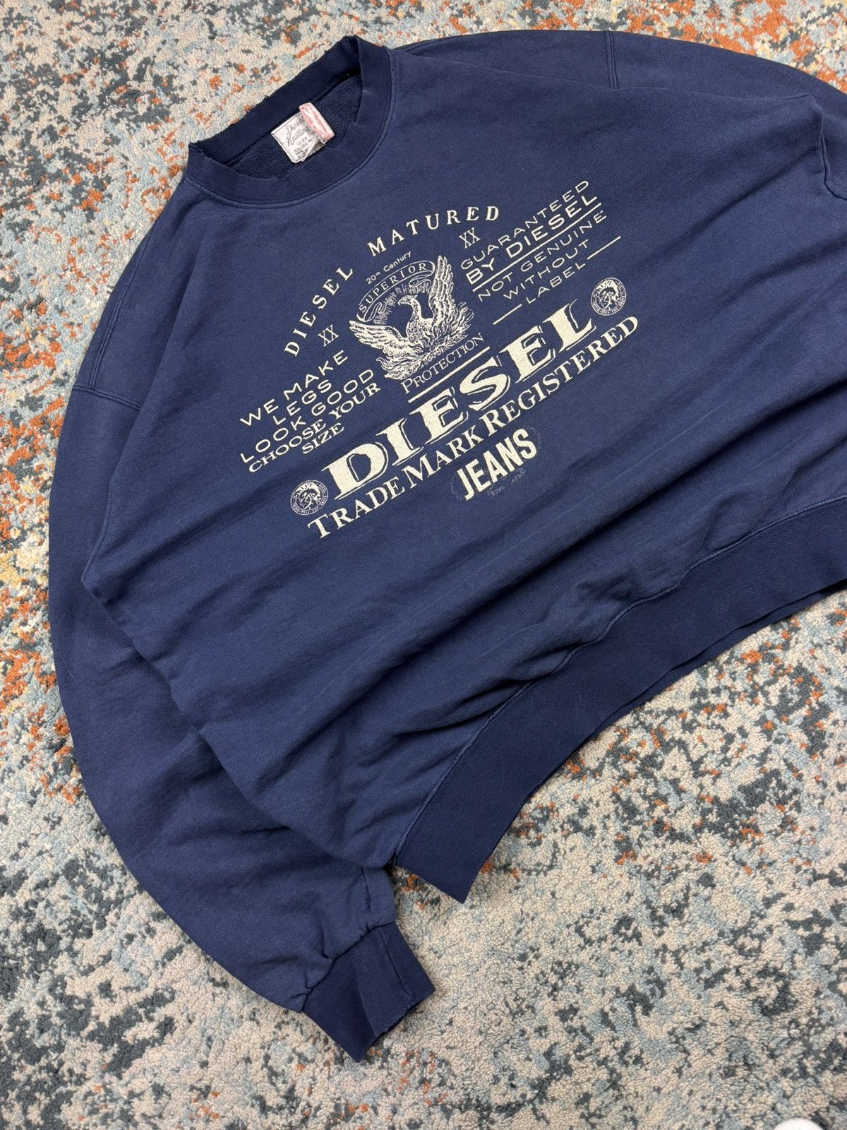 Diesel Vintage 90s Diesel slightly distressed baggy boxy sweatshirt Size US XL / EU 56 / 4 - 2 Thumbnail