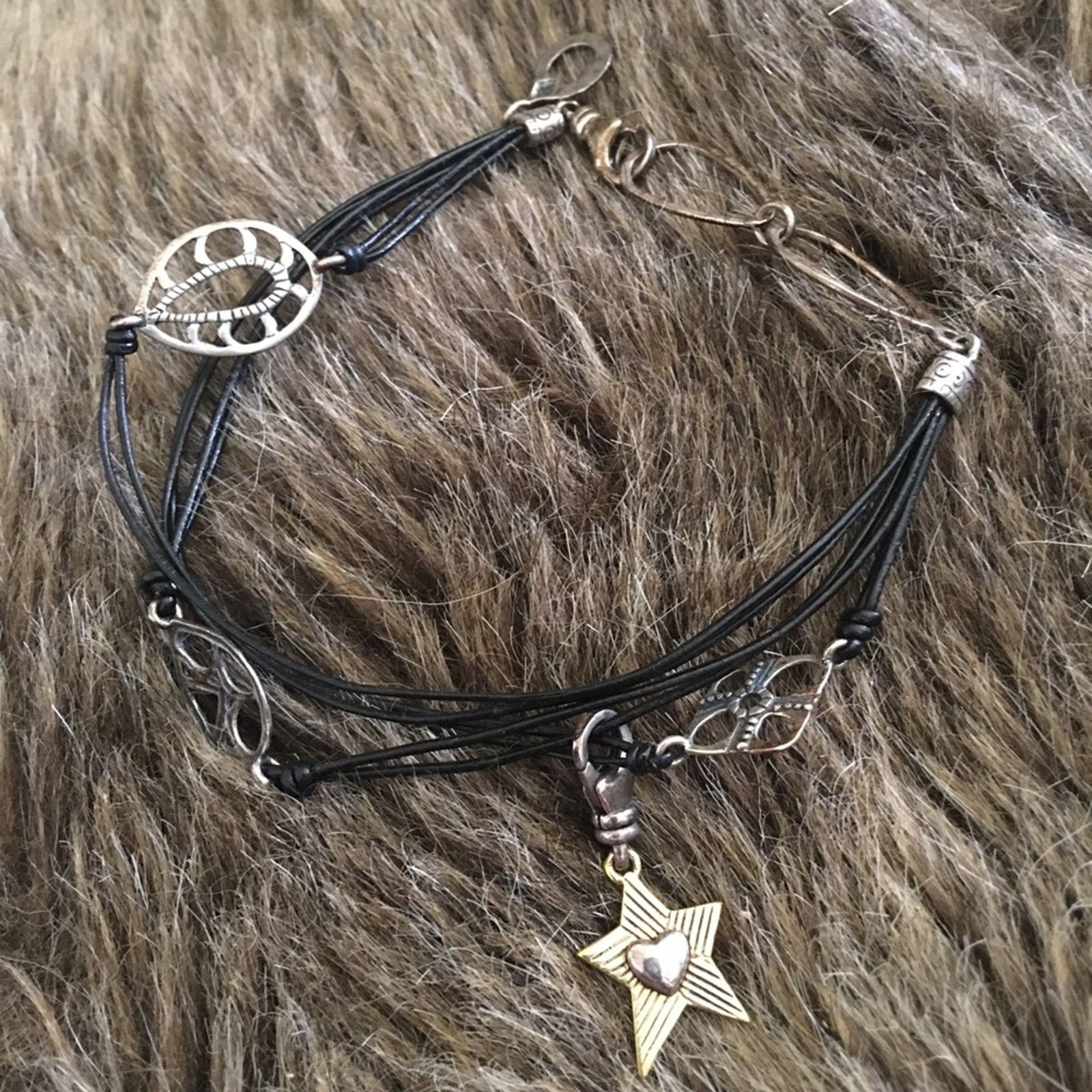 Jewelry Silpada Charm 925 sterling leather cord bracelet Size ONE SIZE - 6 Thumbnail