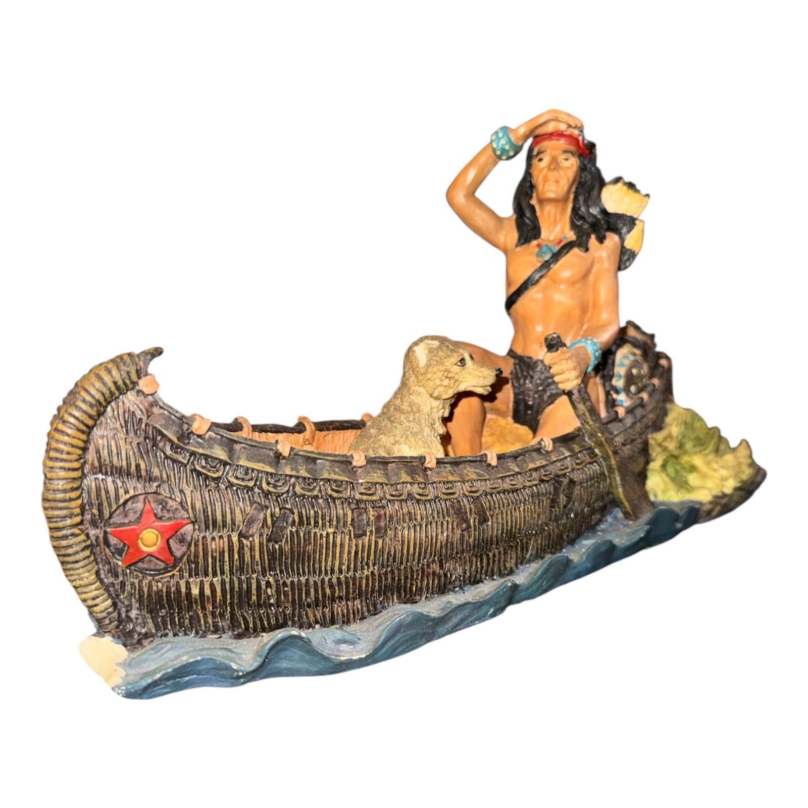 The Unbranded Brand Native American Canoe Figurine with Man and Dog Size ONE SIZE - 3 Thumbnail