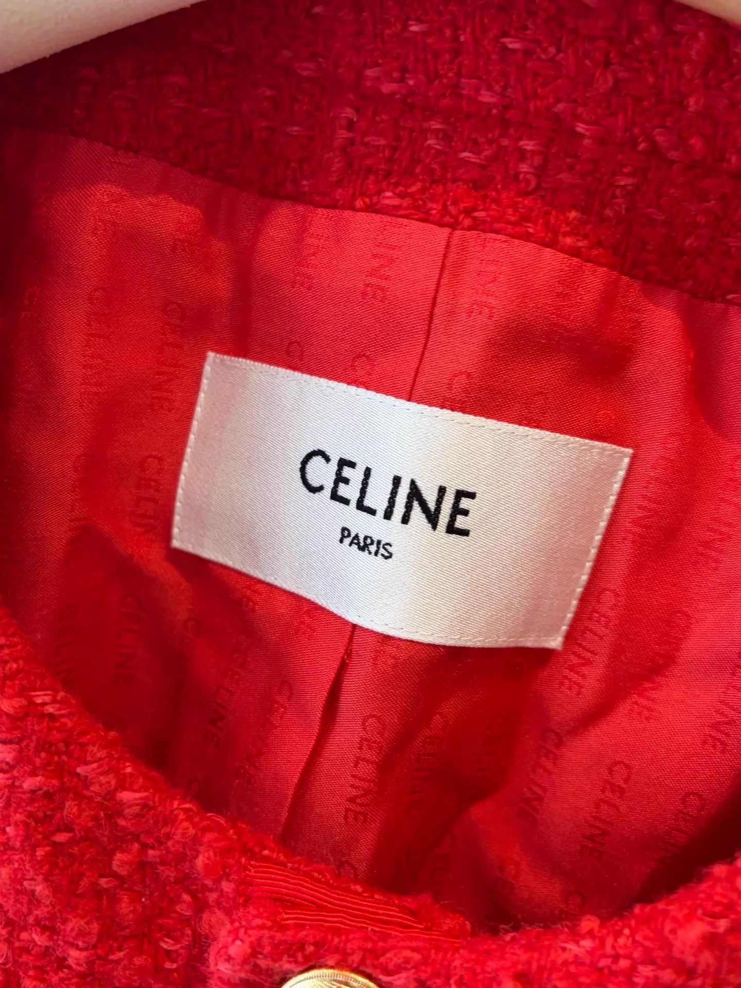 Celine Celine red tweed four-pocket coat gold button 40 mint Size S / US 4 / IT 40 - 4 Thumbnail