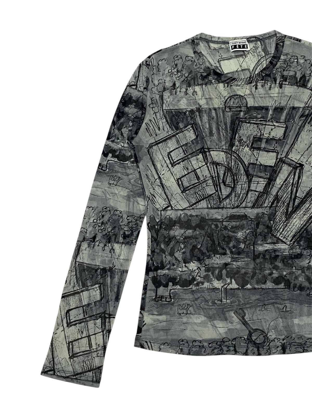 Issey Miyake 1998 Issey Miyake Fete Eden Sketch Graphic Mesh Top Size M / US 6-8 / IT 42-44 - 7 Thumbnail