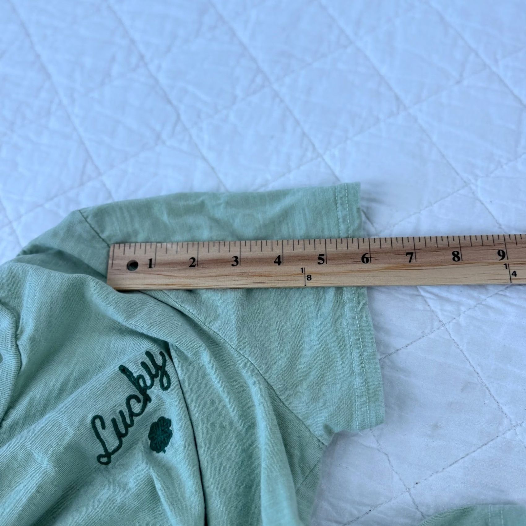 Lucky Brand Lucky Brand Womens Lucky Clover T-Shirt Sage Green Embroidered Slub Tee Size M Size M / US 6-8 / IT 42-44 - 7 Thumbnail