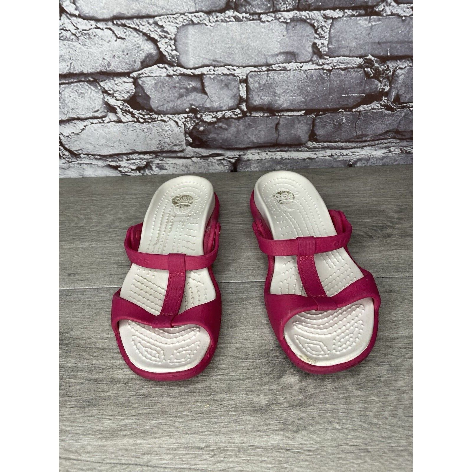 Crocs Crocs Pink Rubber Slides Lightweight Wedge Comfort Sandals W Size US 7 / IT 37 - 12 Thumbnail