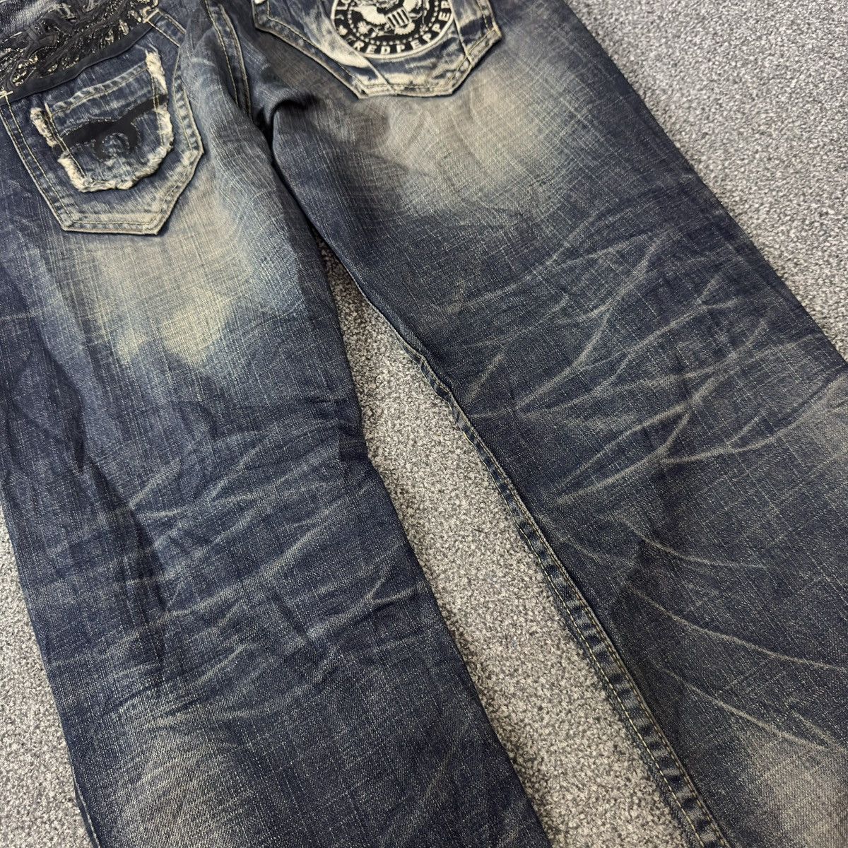 Rock Revival Crazy Seditionaries Red Papper Spellout Distressed Denim Size US 32 / EU 48 - 13 Thumbnail