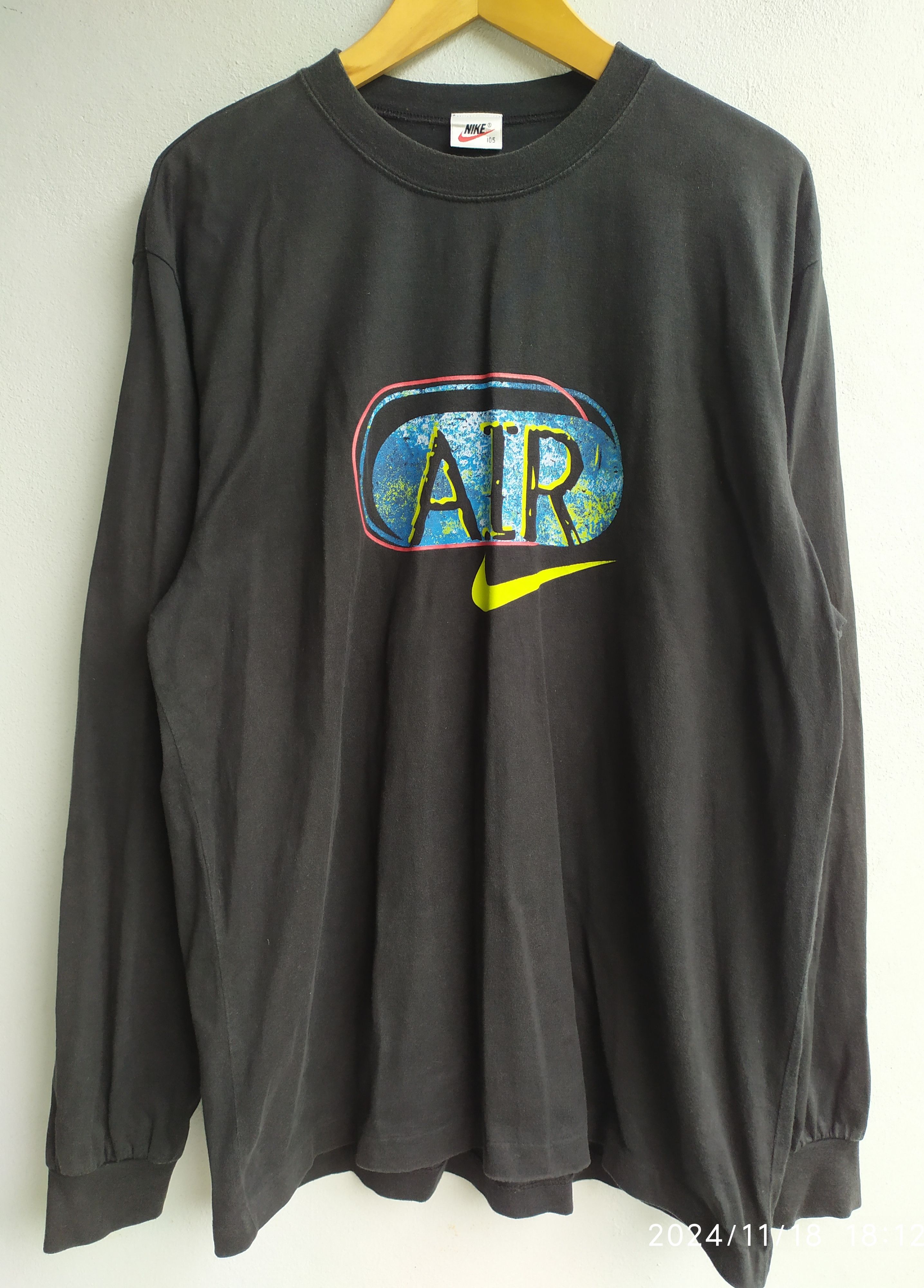 Nike × Vintage Vintage 90’s NIKE AIR LONG SLEEVE COLOUR BLACK Size US XL / EU 56 / 4 - 1 Thumbnail