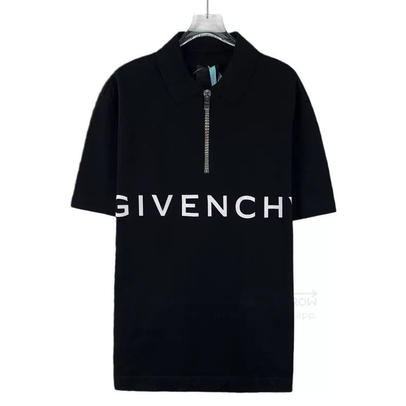 Givenchy Givenchy Black Cotton Logo Print Collar Short Sleeve Polo Size US L / EU 52-54 / 3 - 1 Thumbnail