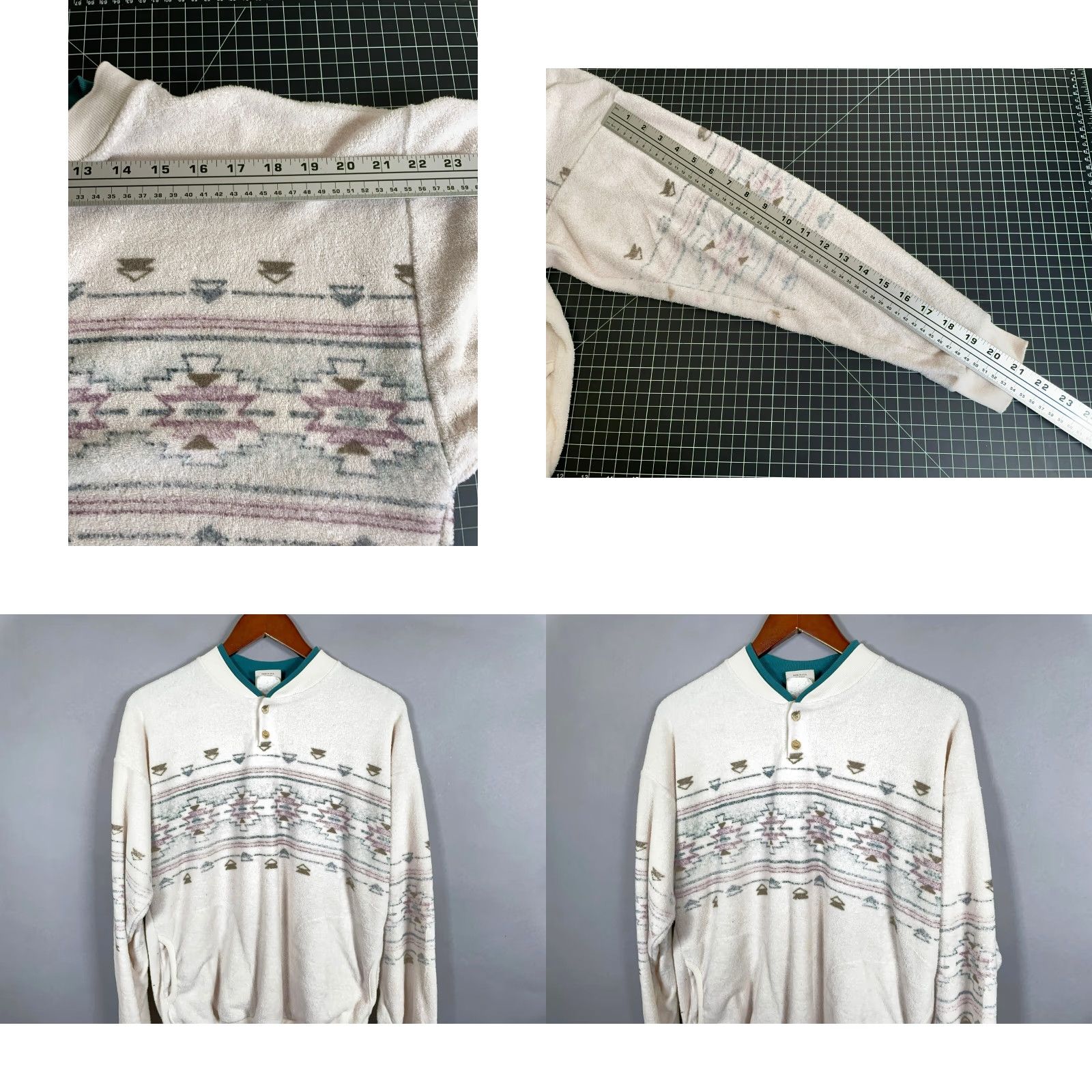Vintage VINTAGE Art Unlimited Sweatshirt Crew Neck Long Sleeve Women's Medium Ivory Southwestern Geometric 90s Tribal Fall Winter Size M / US 6-8 / IT 42-44 - 8 Thumbnail