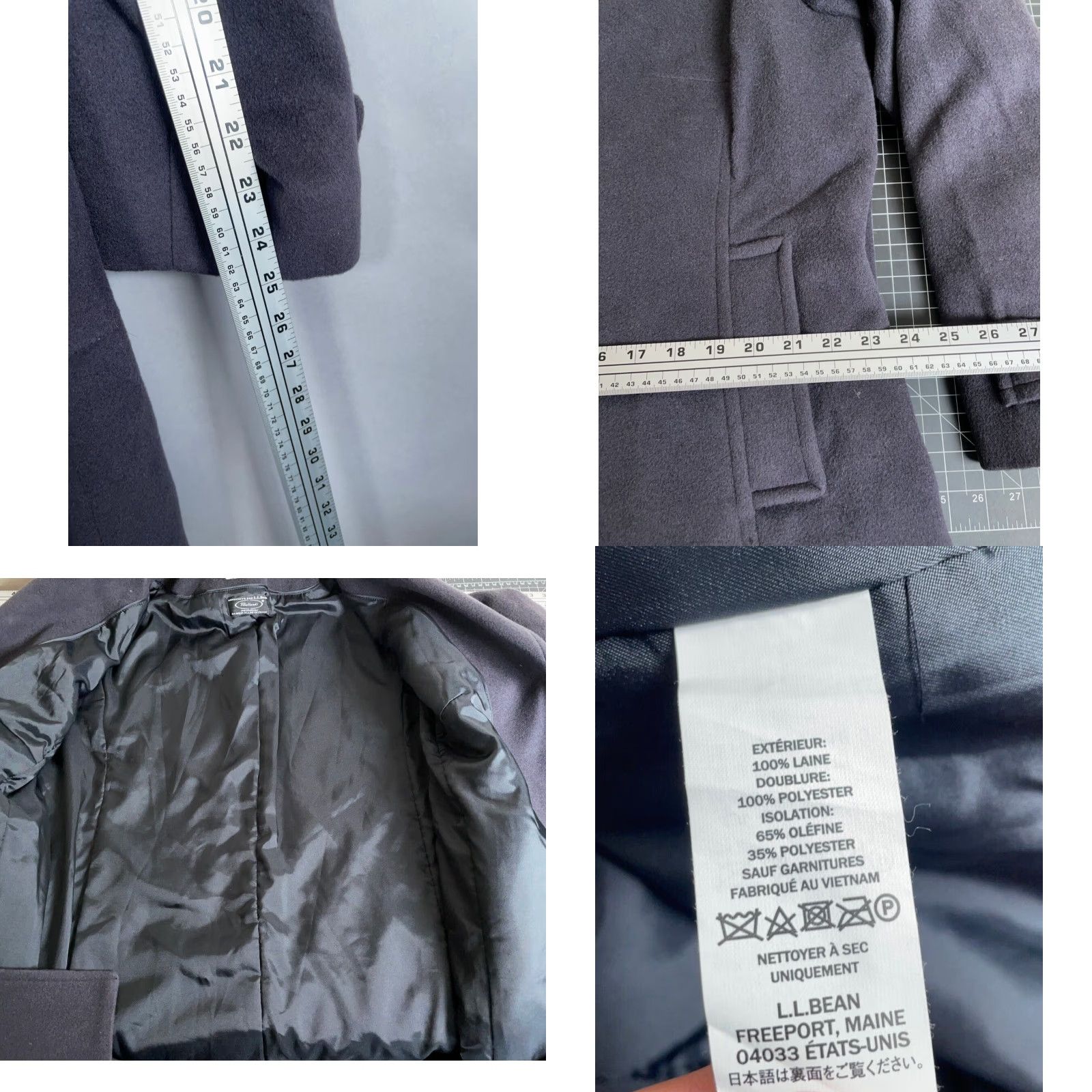 Vintage VINTAGE L.L. Bean Bellandi Wool Coat Women's 1X Dark Blue 3M Thinsulate Lining Italy Jacket/Coat Size XL / US 12-14 / IT 48-50 - 8 Thumbnail