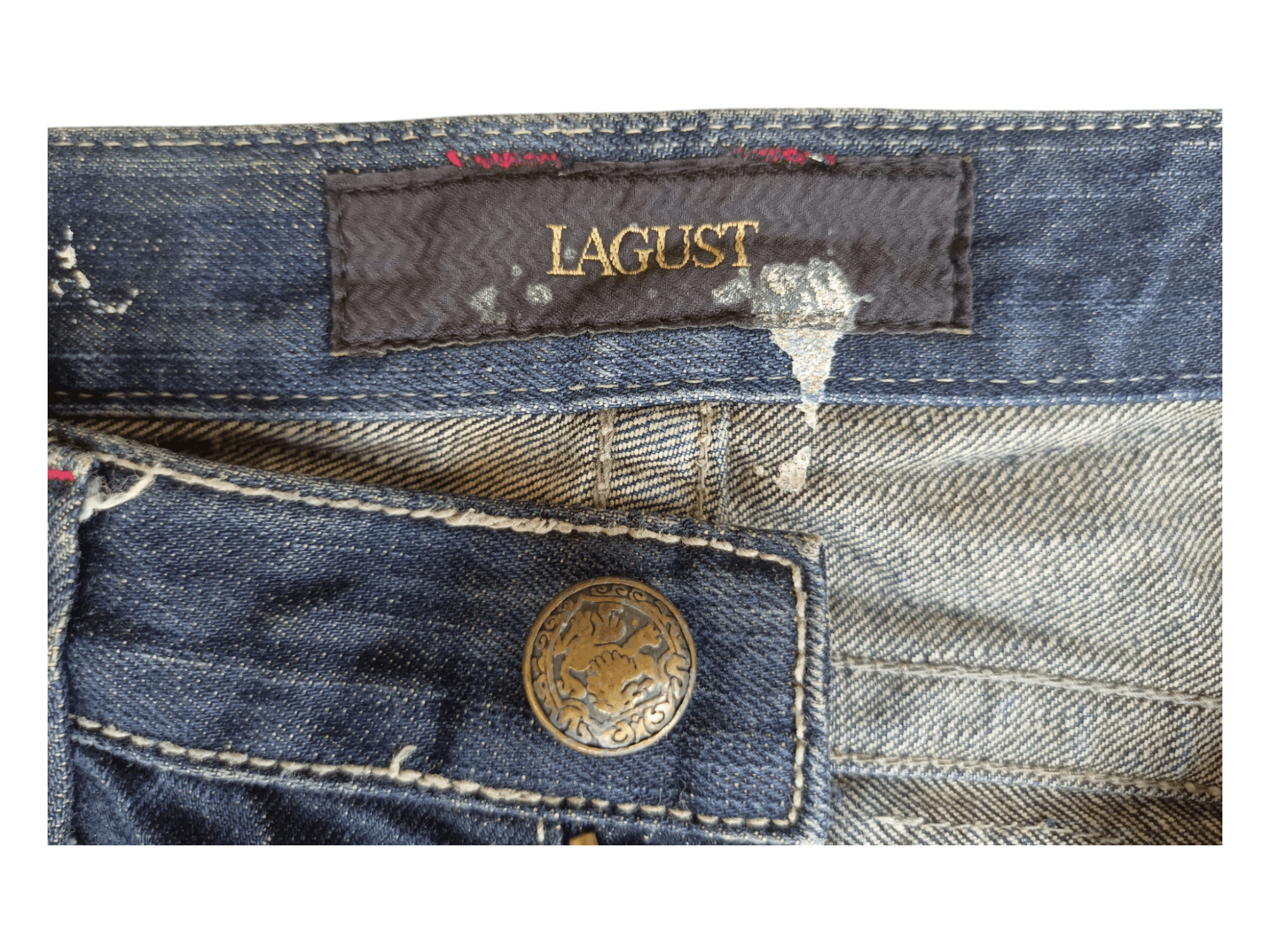 Japanese Brand Lagust Paint Splatter Mud Wash Distressed Flare Jeans Size US 30 / EU 46 - 17 Thumbnail