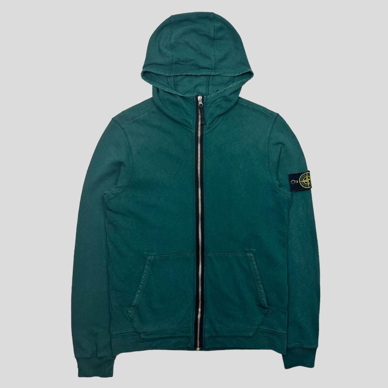 image of Stone Island Ss19 Jade Green Zip-Up Hoodie - S, Men's (Size Small)