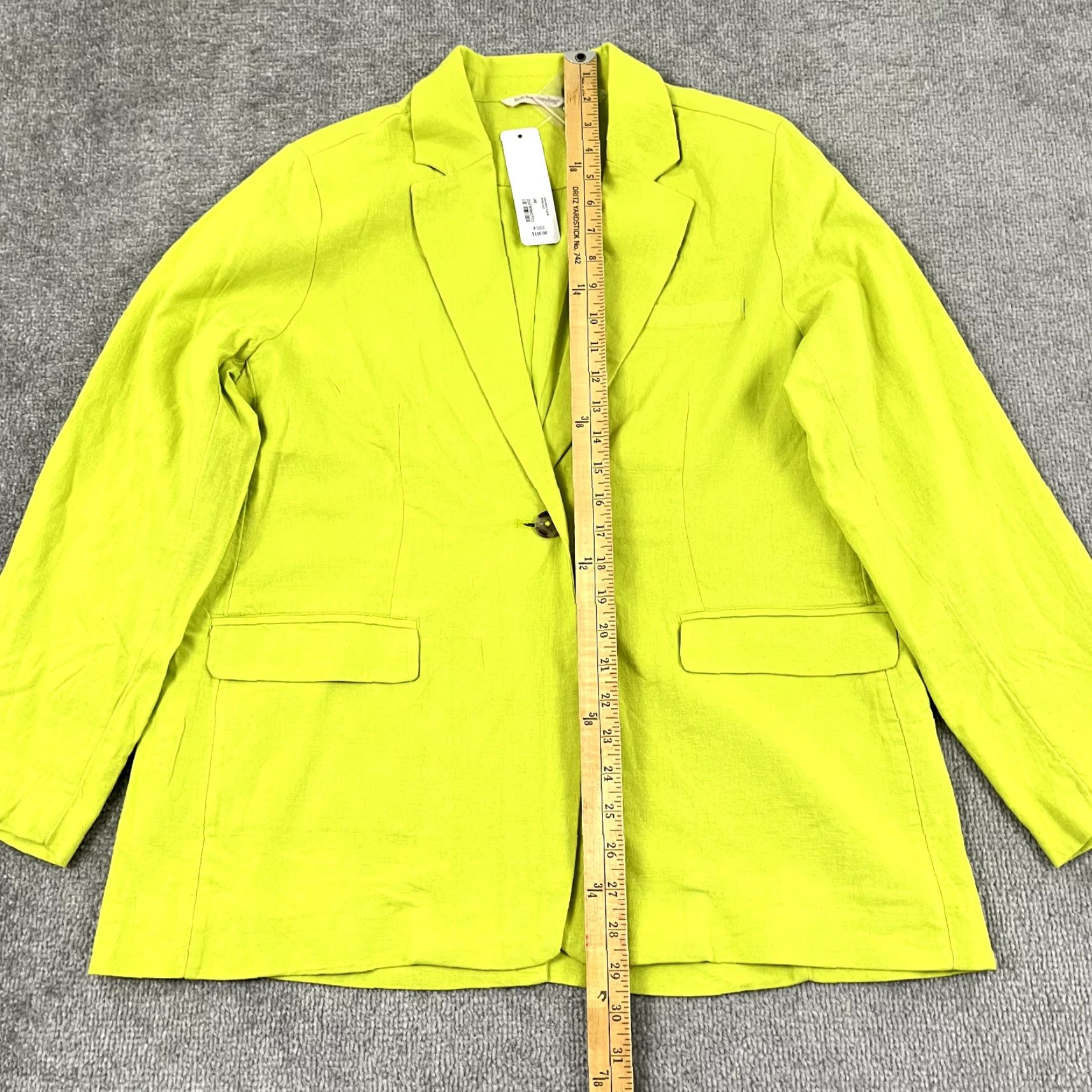 Soft Surroundings SOFT SURROUNDINGS Boyfriend Blazer Womens Medium 10/12 Lime Green Linen Blend Casual Business Size M / US 6-8 / IT 42-44 - 5 Thumbnail