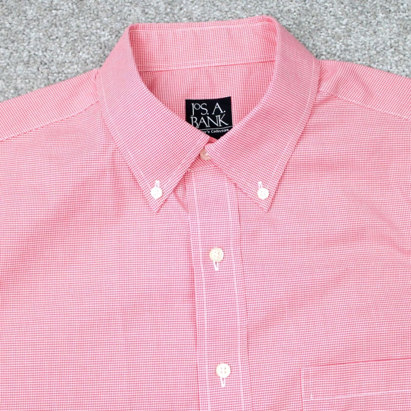 Jos. A. Bank Jos. A. Bank Shirt Mens Large Red/White Check Traveler's Cotton Short Sleeve Size US L / EU 52-54 / 3 - 3 Thumbnail
