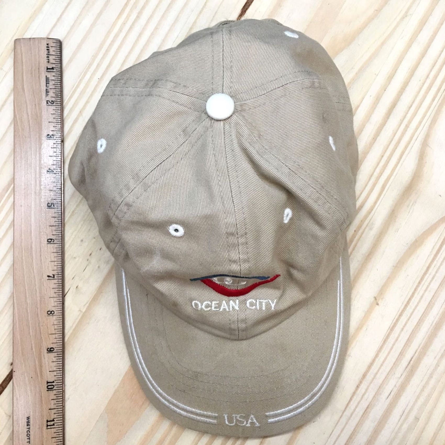 Logo 7 Strand Ocean City Baseball Cap Hat Mens One Size Beige Embroidered Logo Headwear Size ONE SIZE - 3 Thumbnail