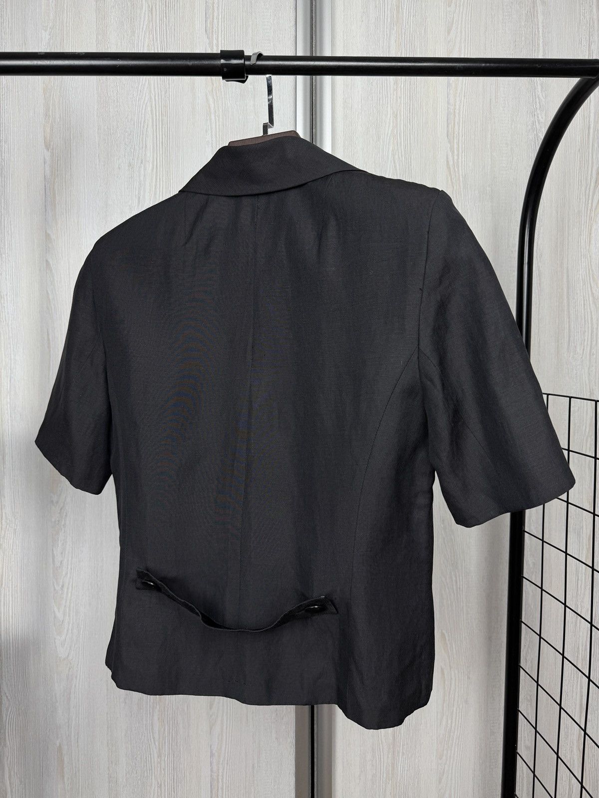 Akris Akris Black V-Neck Short Sleeve Silk Linen Button blazer Size M / US 6-8 / IT 42-44 - 8 Thumbnail