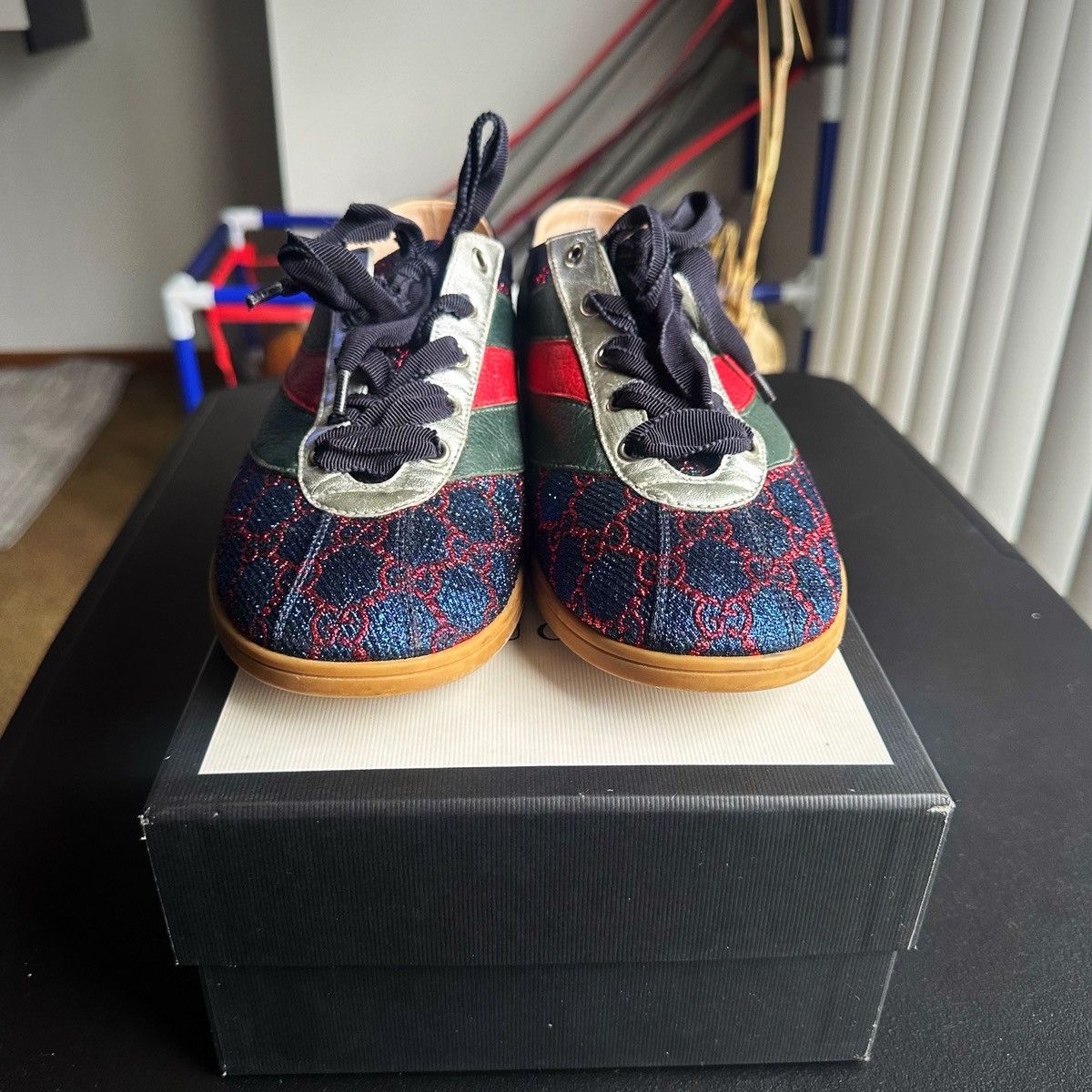 Gucci GUCCI Falacer GG Lurex Blue With Web Sneaker Size US 10 / EU 43 - 3 Thumbnail