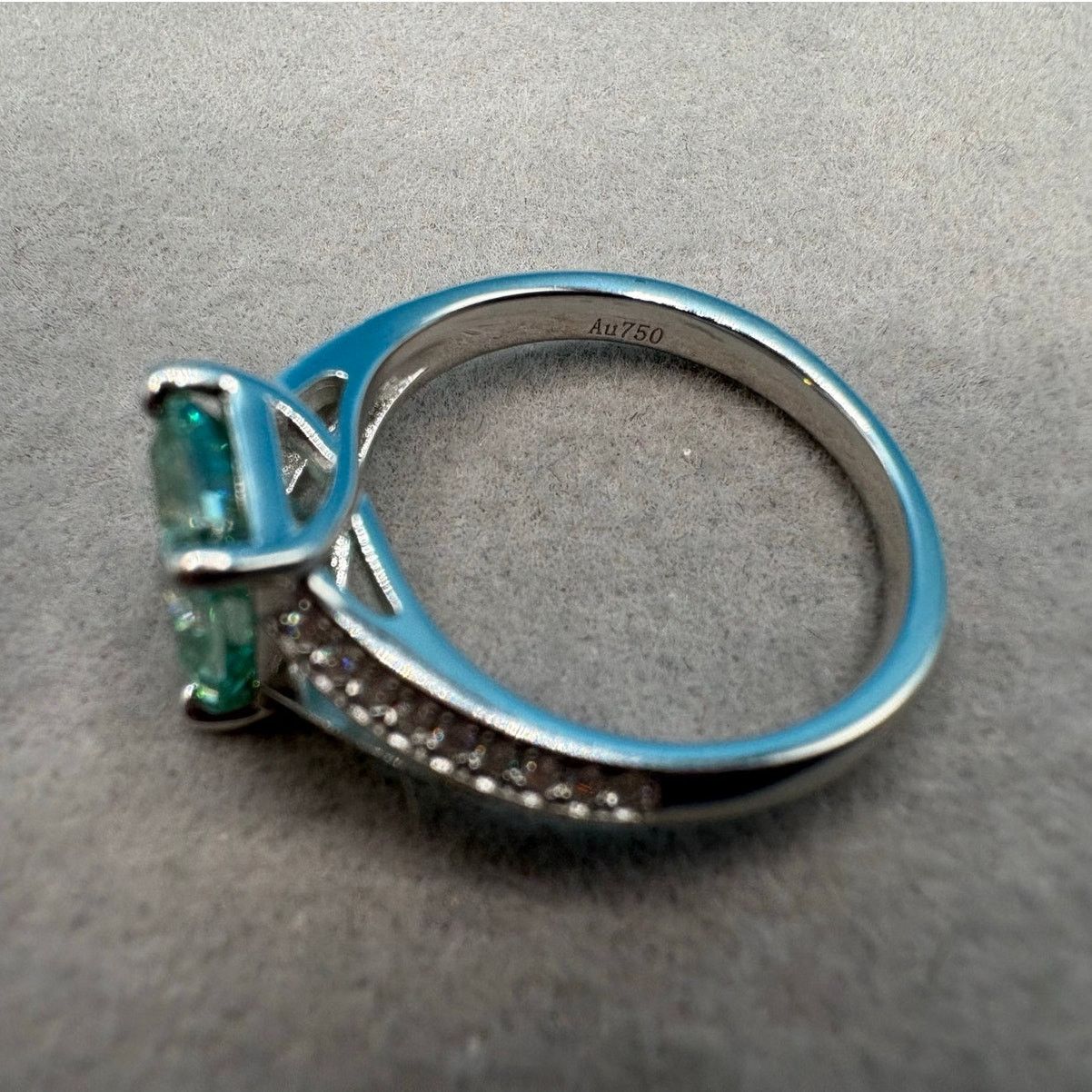 Jewelry Sz 7 - 3CTW Aquamarine Emerald Cut Moissanite, AU750 Size ONE SIZE - 7 Thumbnail