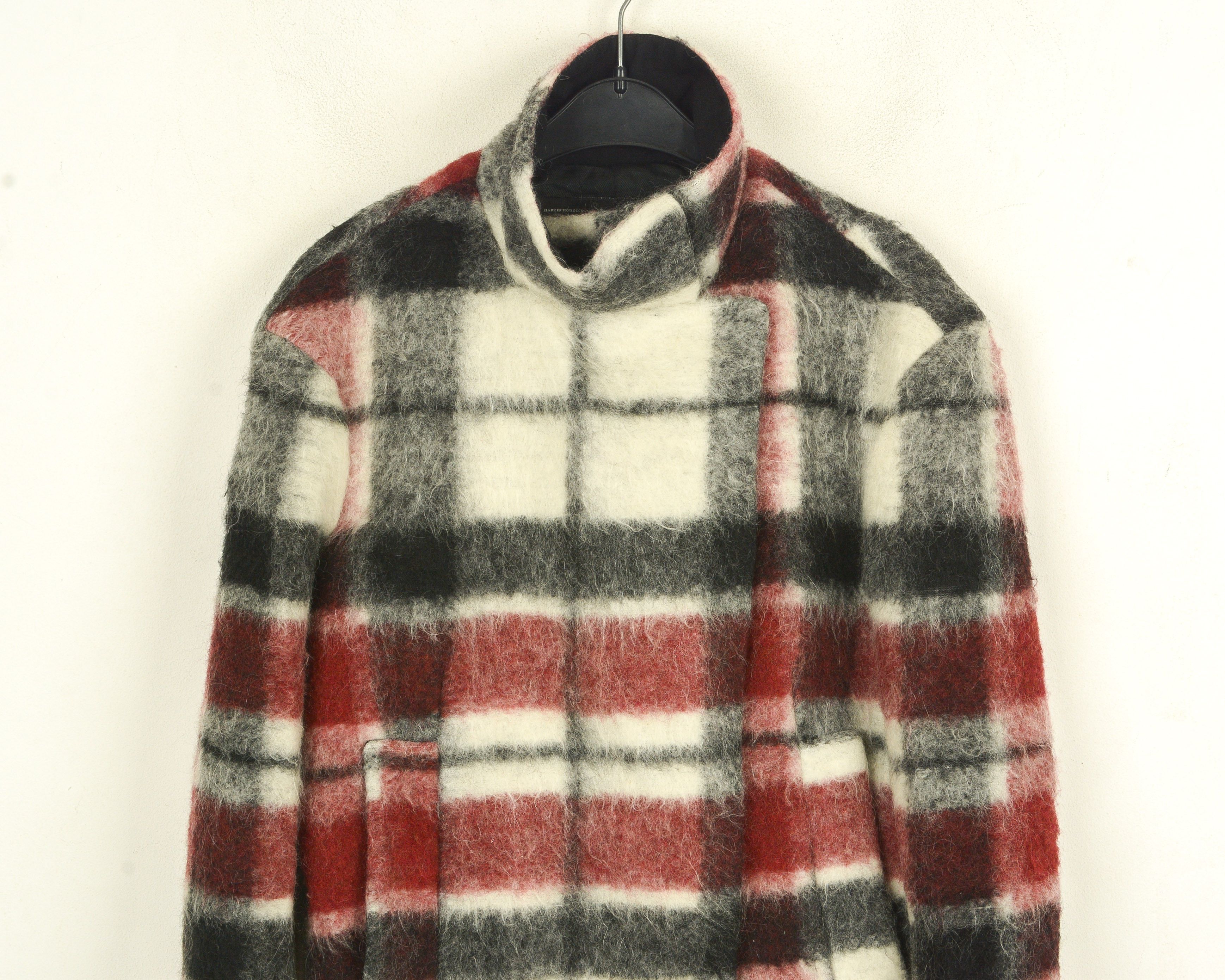 Zara Basic S Wool Mohair Jacket Checked Coat Warm Plaid Blazer Size S / US 4 / IT 40 - 2 Thumbnail