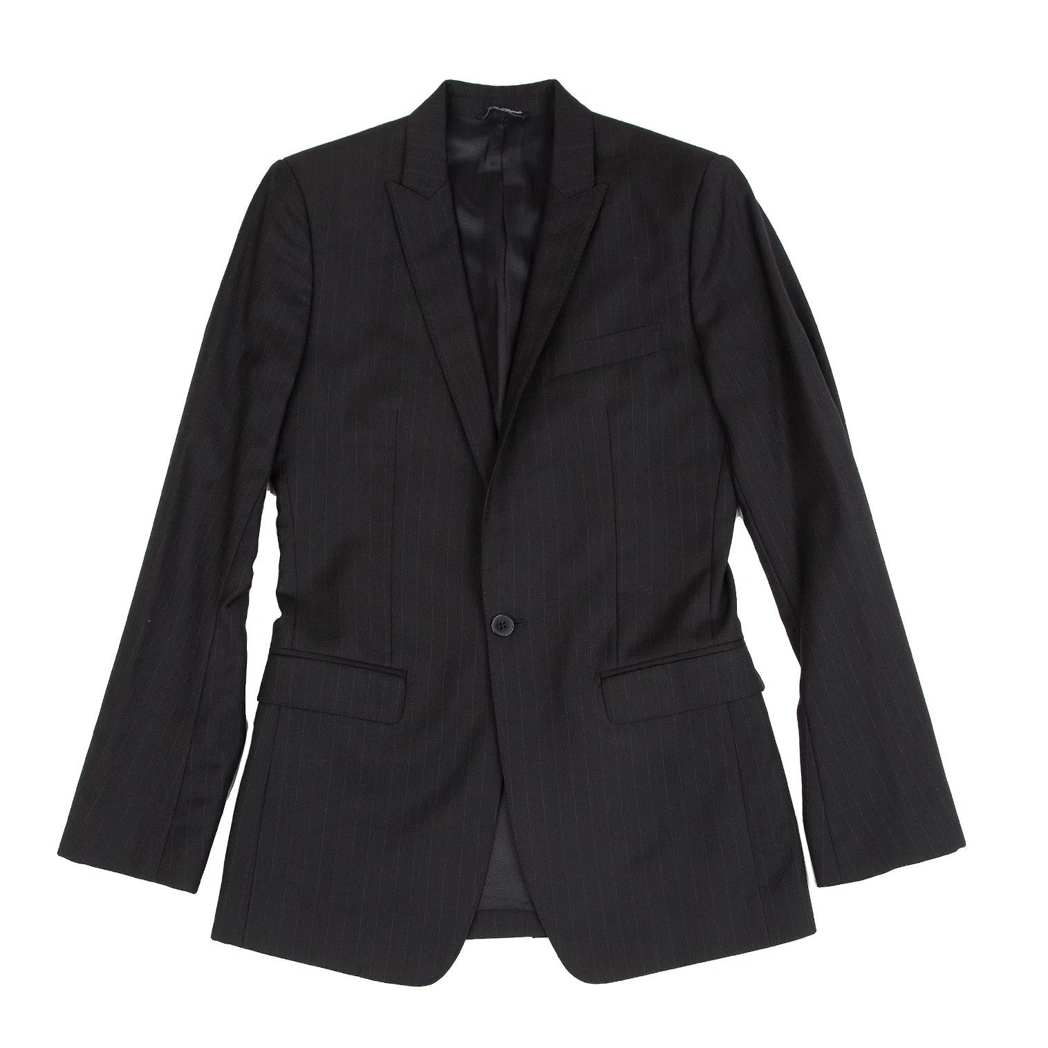 Dolce & Gabbana Martini Pinstripe Narrow Lapel Wool Jacket Black 44 Size US S / EU 44-46 / 1 - 1 Thumbnail