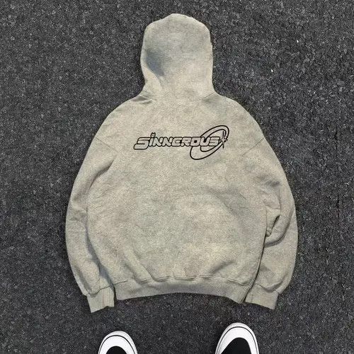 Japanese Brand × Vintage Gray washed vintage hat print hoodie y2k Size US L / EU 52-54 / 3 - 2 Thumbnail