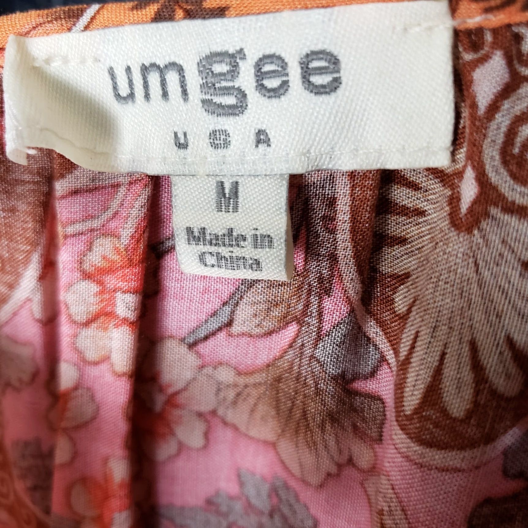 Vintage UMGEE Womens Top Sz Medium Orange Floral Long Sleeve Rayon Blouse Shirt VINTAGE? (No) Size M / US 6-8 / IT 42-44 - 5 Thumbnail