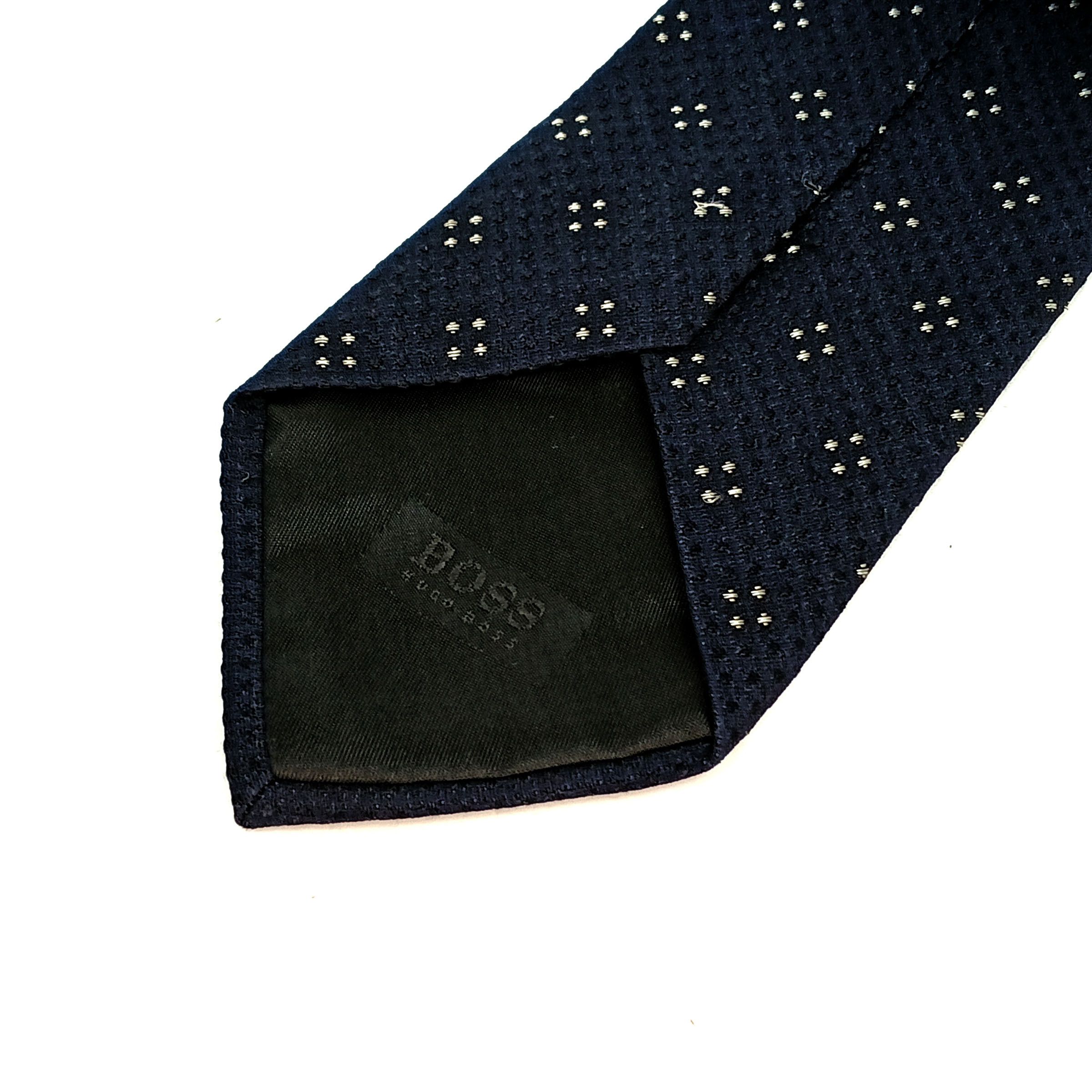 Hugo Boss Hugo Boss Silk Tie – Navy - Italy – Textured Dot Pattern Size ONE SIZE - 3 Thumbnail