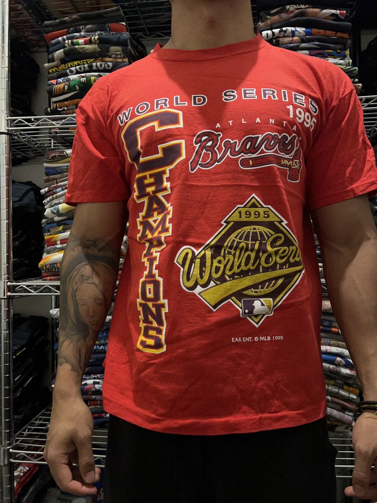MLB 1995 Atlanta Braves World Series Champions Tee Size US L / EU 52-54 / 3 - 2 Thumbnail